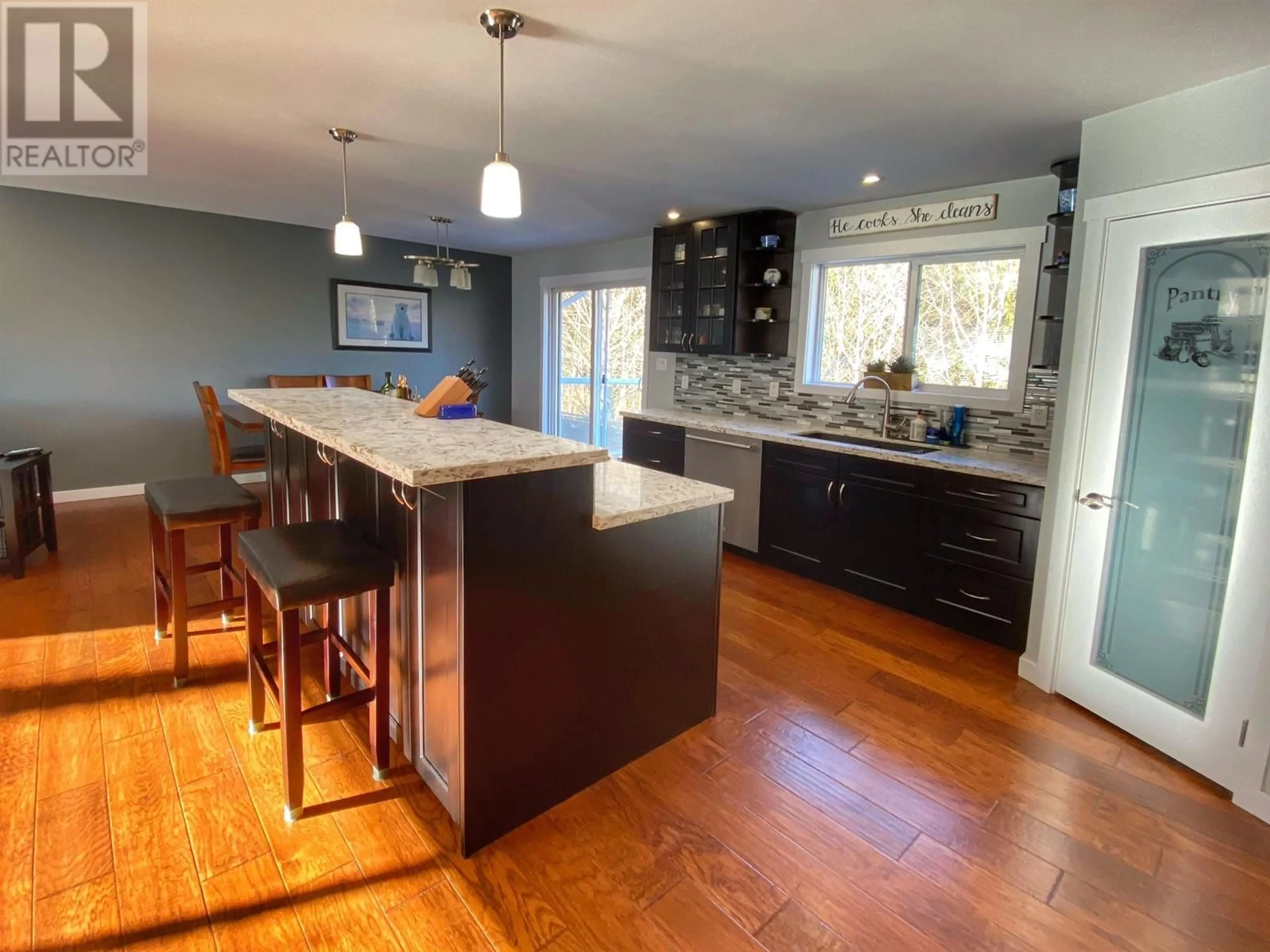 Open concept kitchen, wood/laminate floor for 161 CRESTVIEW DRIVE, Prince Rupert British Columbia V8J2Z4