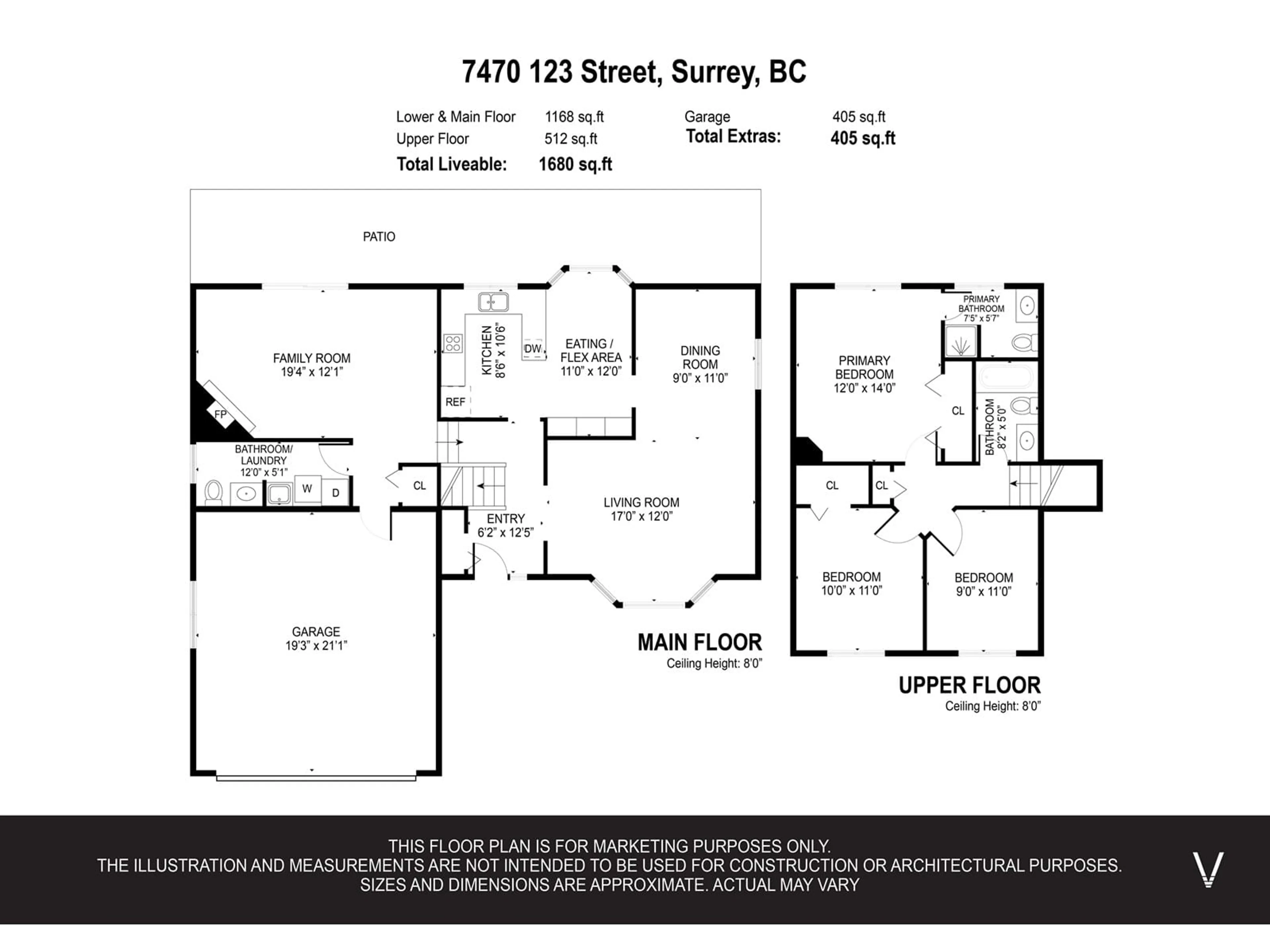 Floor plan for 7470 123 STREET, Surrey British Columbia V3W9N1