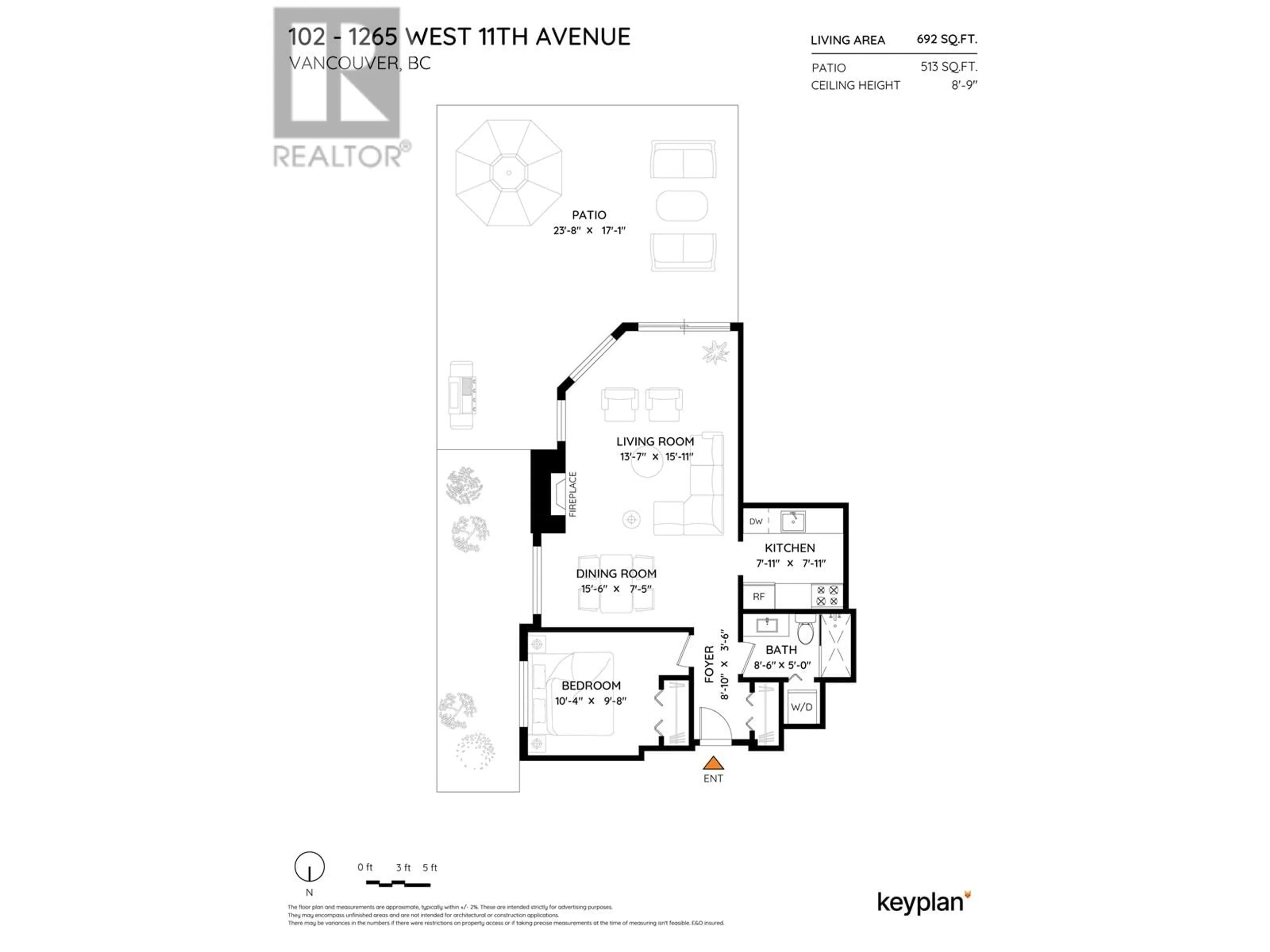 Floor plan for 102 1265 W 11TH AVENUE, Vancouver British Columbia V6H1K6