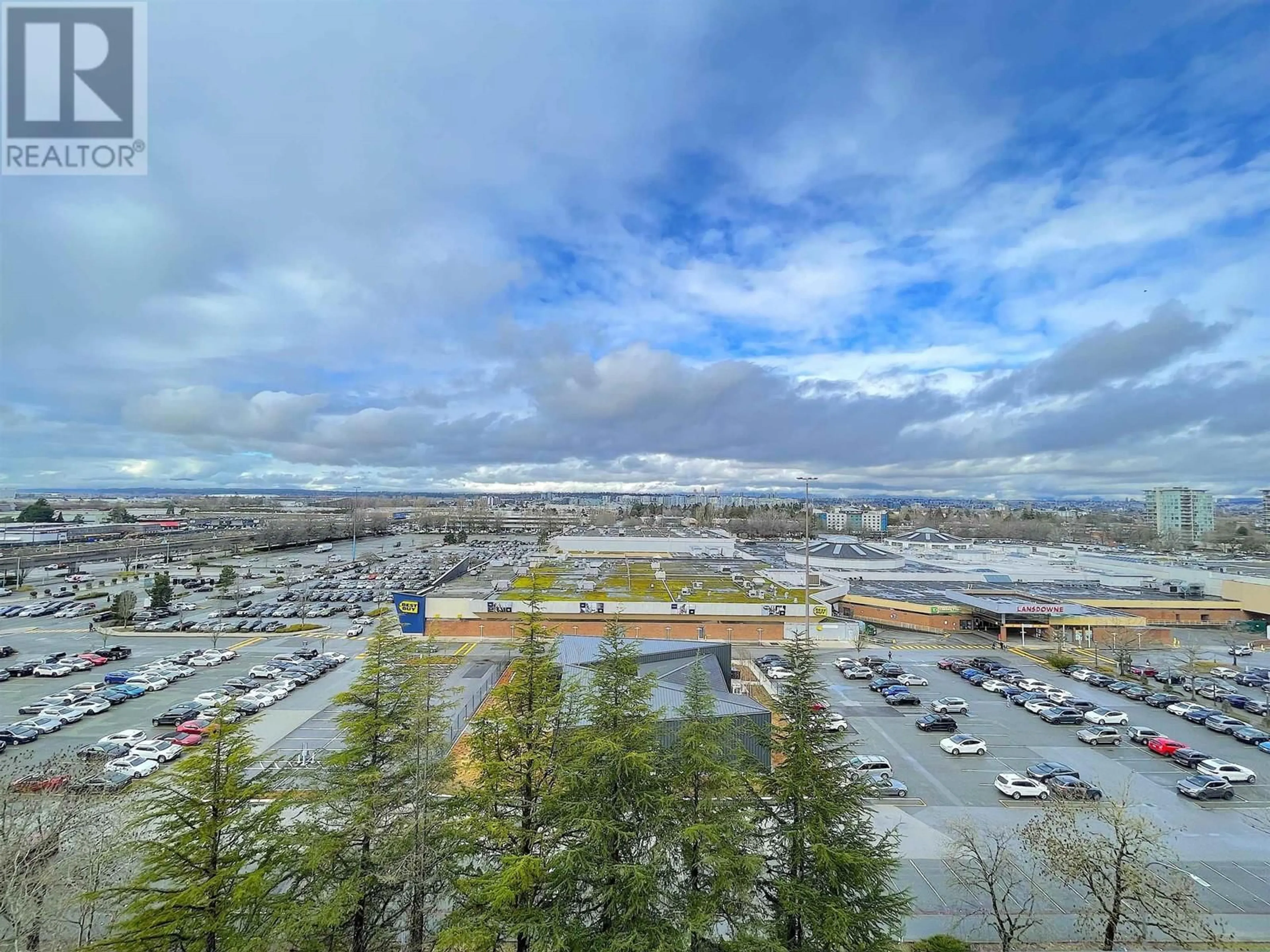 A pic from outside/outdoor area/front of a property/back of a property/a pic from drone, mountain view for 1102 8160 LANSDOWNE ROAD, Richmond British Columbia V6X0A9