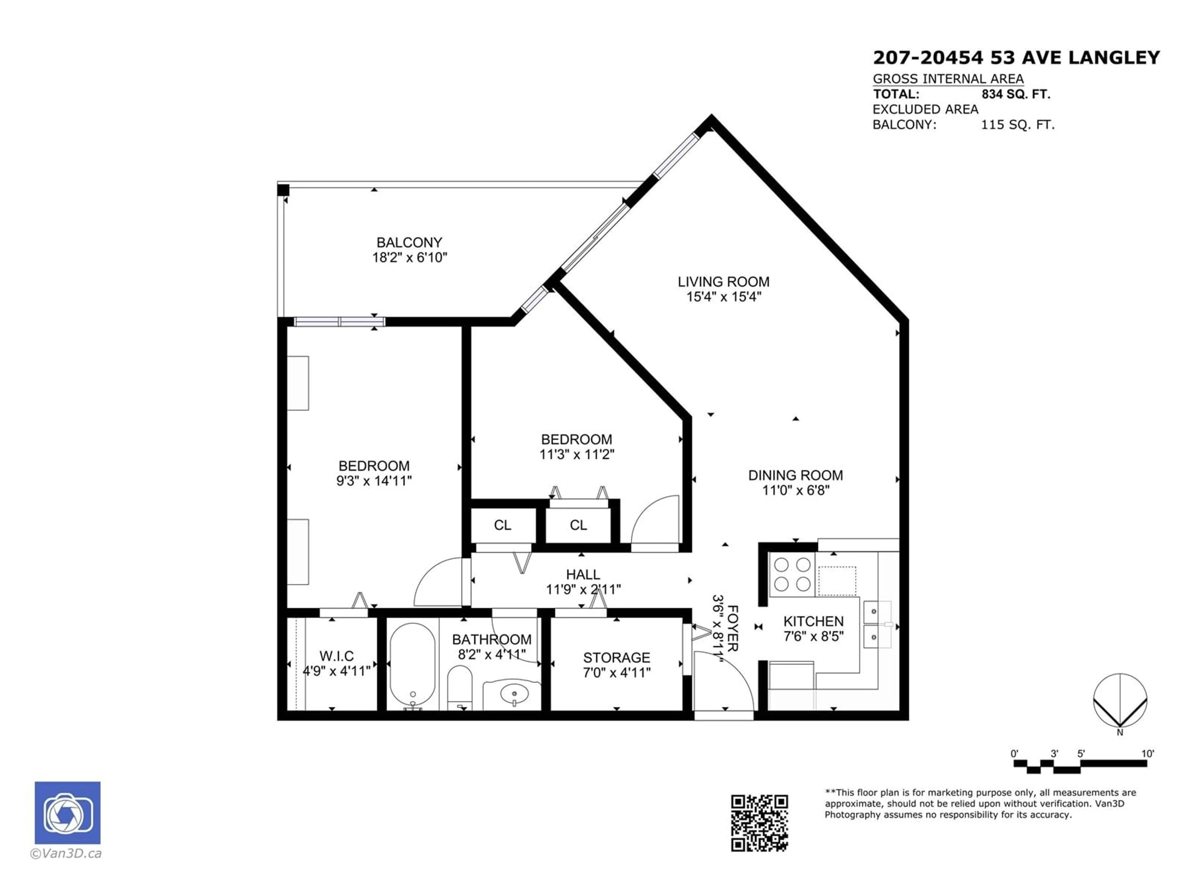 Floor plan for 207 - 20454 53, Langley British Columbia V3A7S1