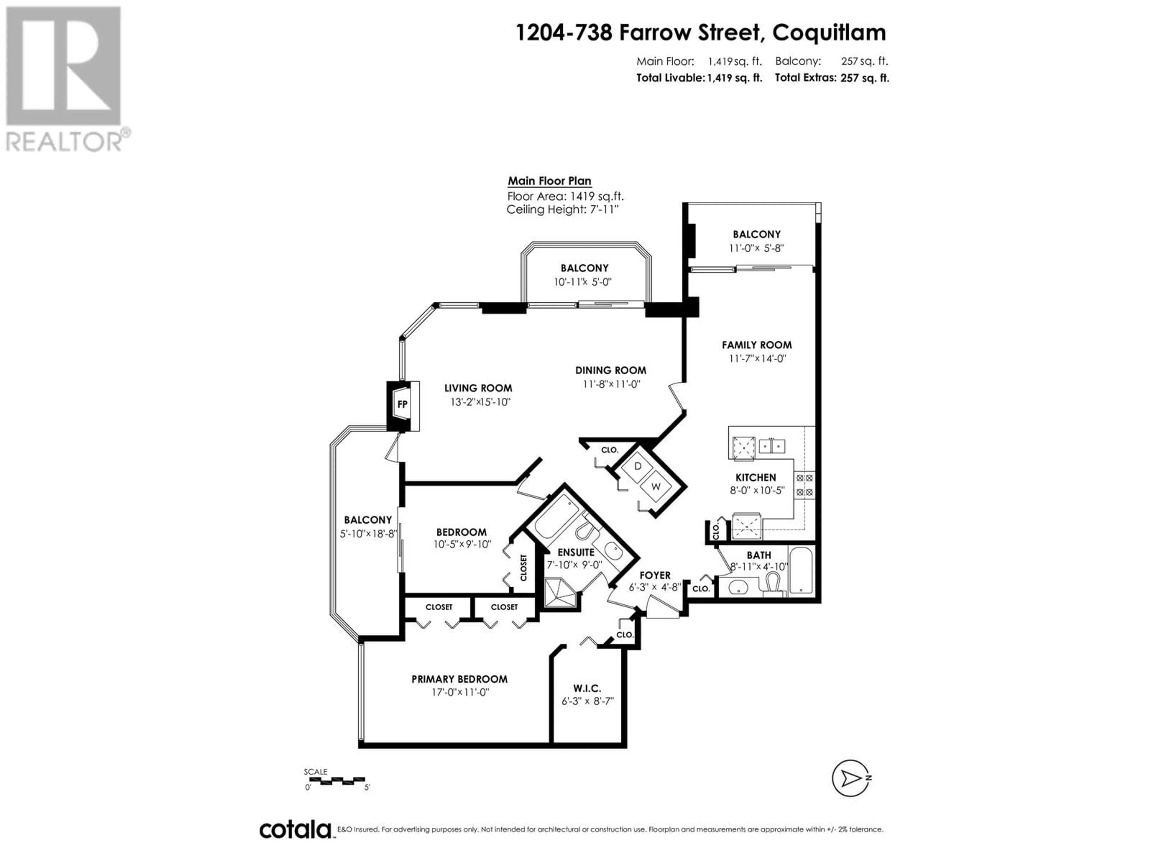 Floor plan for 1204 738 FARROW STREET, Coquitlam British Columbia V3J7V4