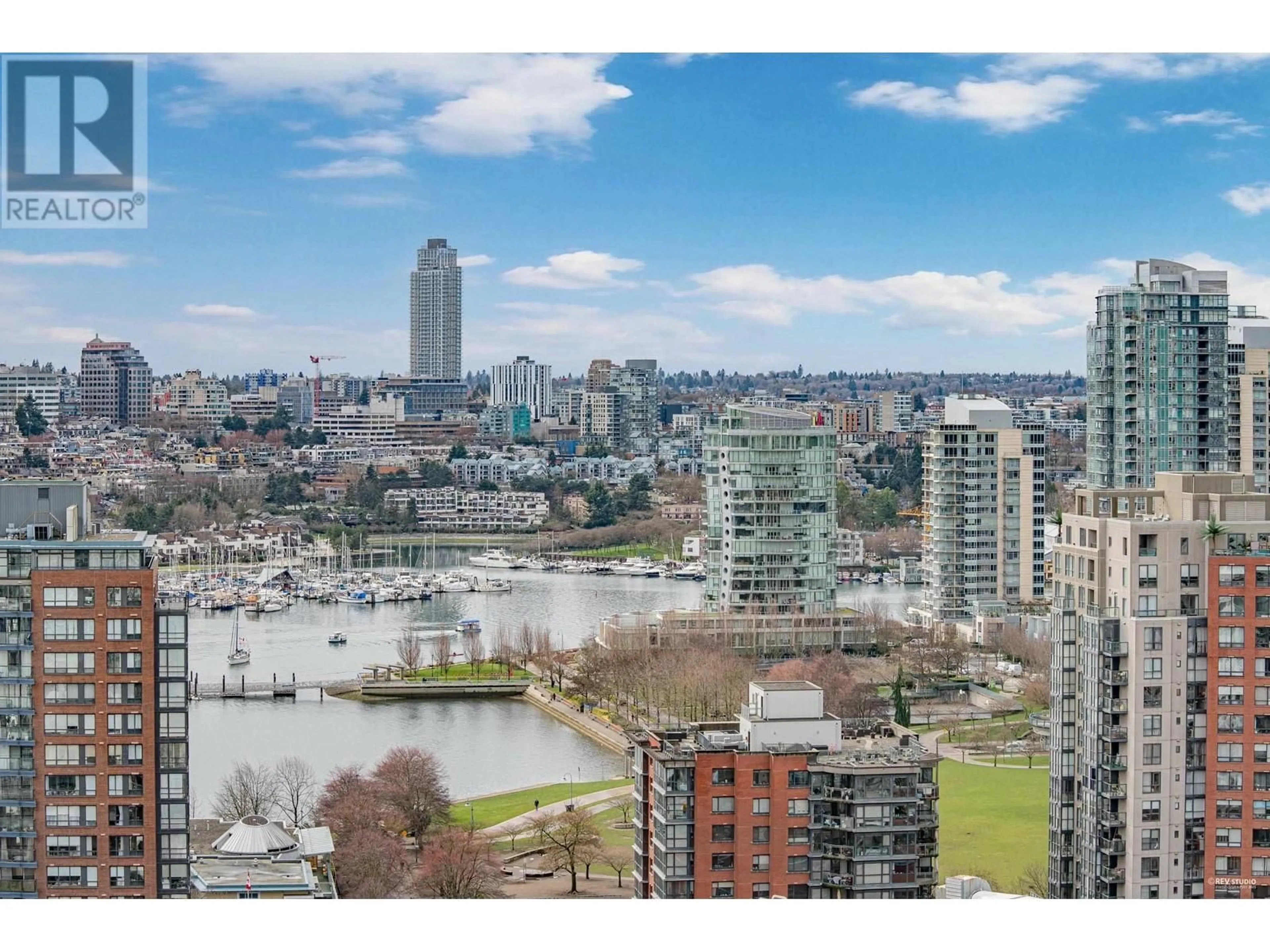 A pic from outside/outdoor area/front of a property/back of a property/a pic from drone, water/lake/river/ocean view for 2701 198 AQUARIUS MEWS, Vancouver British Columbia V6Z2Y4