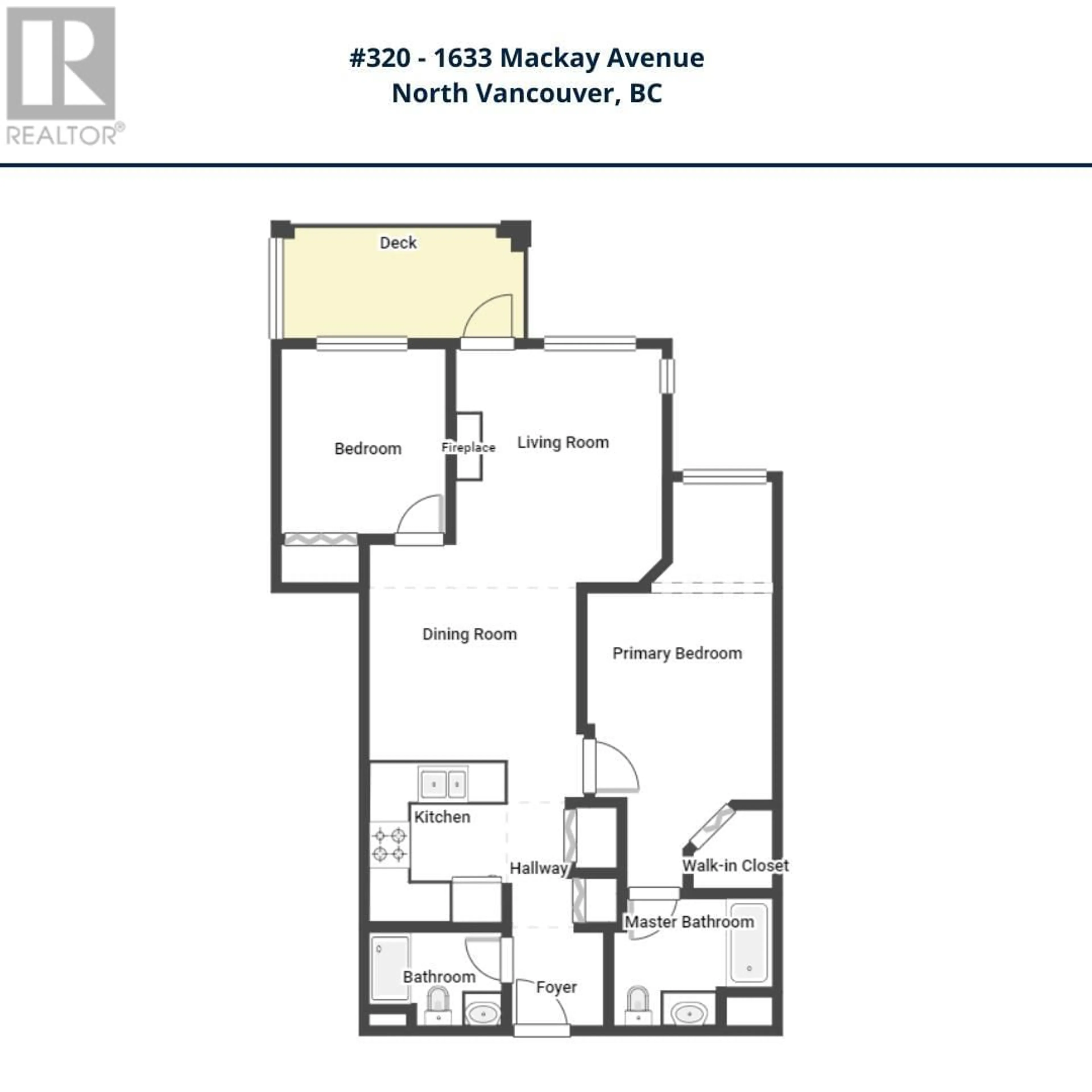 Floor plan for 320 1633 MACKAY AVENUE, North Vancouver British Columbia V7P0A2