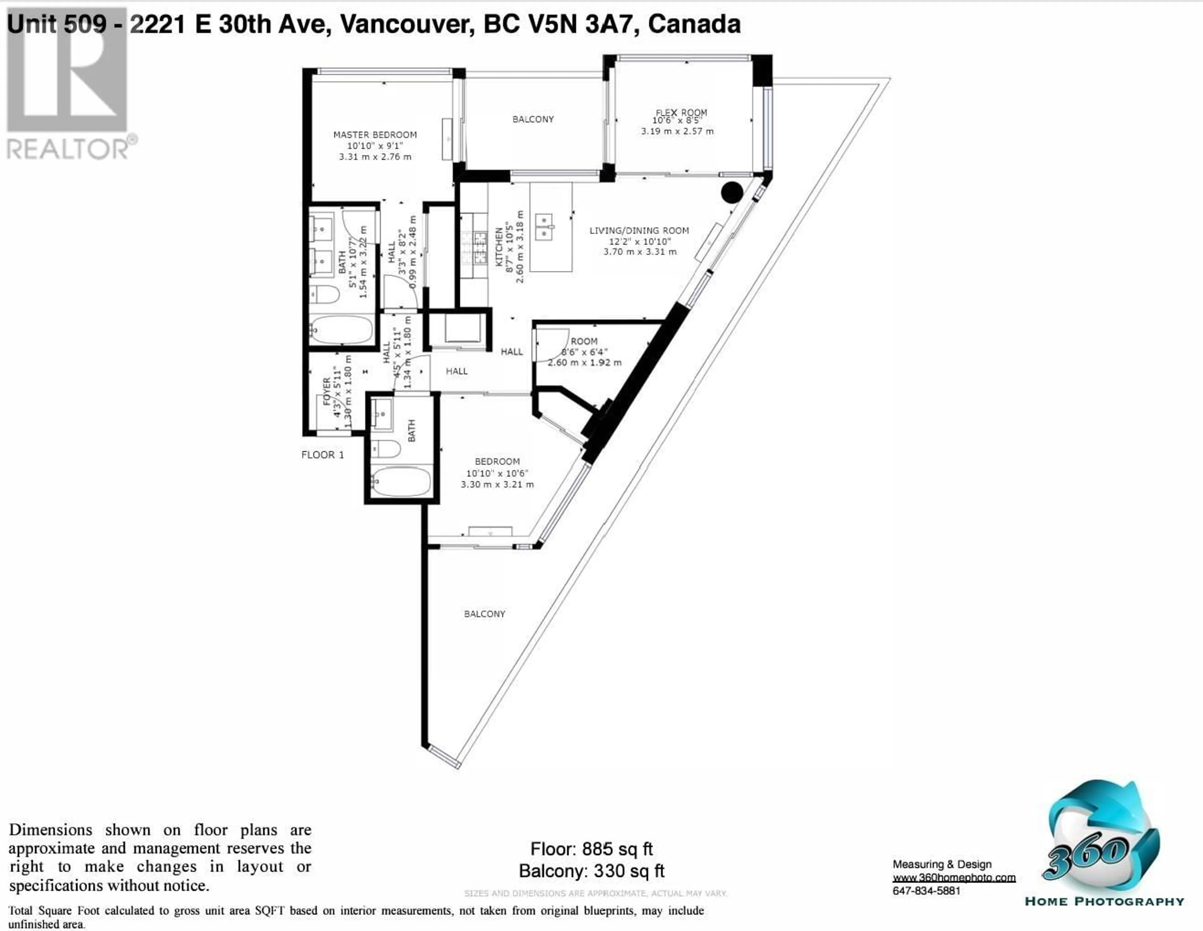 Floor plan for 509 - 2221 30TH AVENUE, Vancouver British Columbia V5N0G6