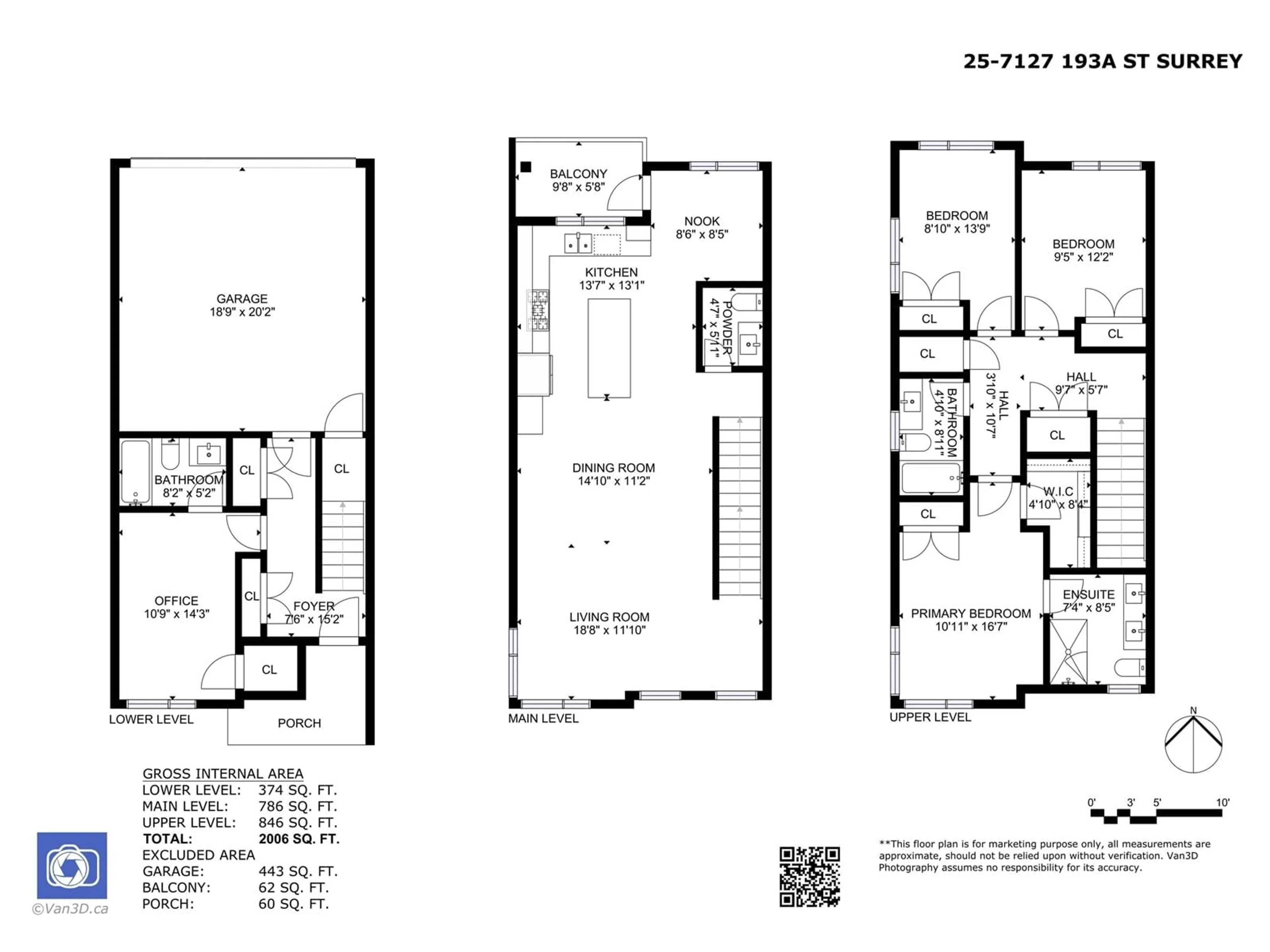 Floor plan for 25 - 7127 193A, Surrey British Columbia V4N6V9