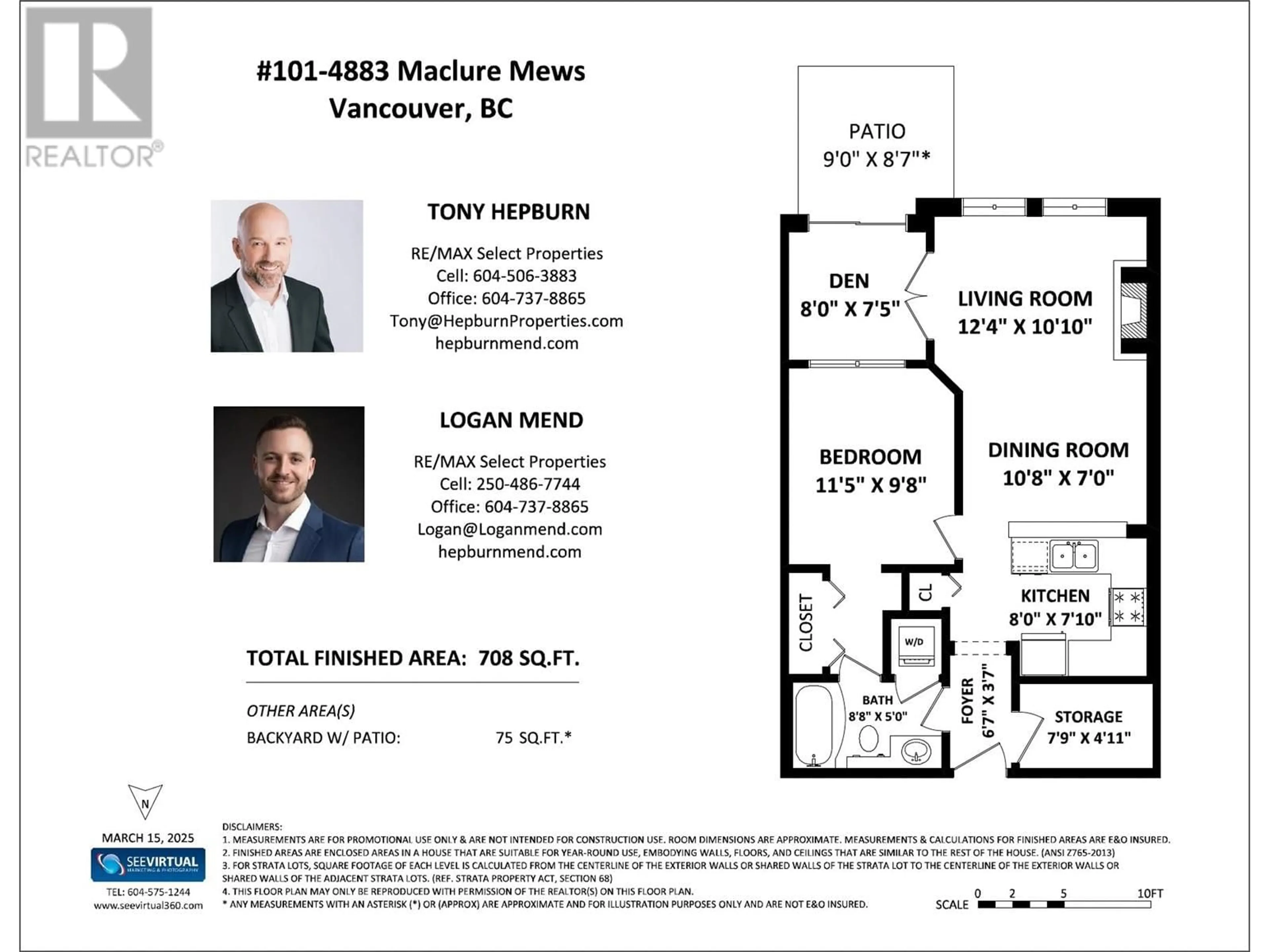 Floor plan for 101 4883 MACLURE MEWS, Vancouver British Columbia V6J5M8