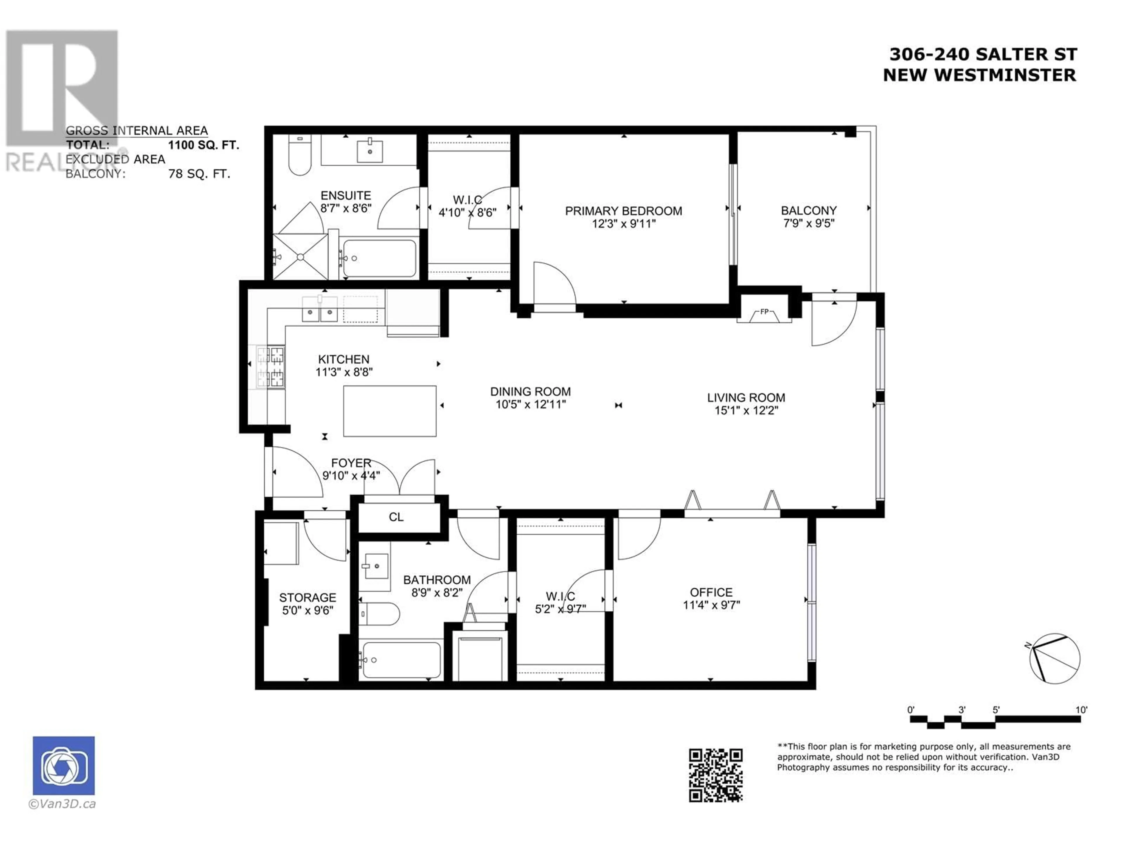 Floor plan for 306 240 SALTER STREET, New Westminster British Columbia V3M0C1