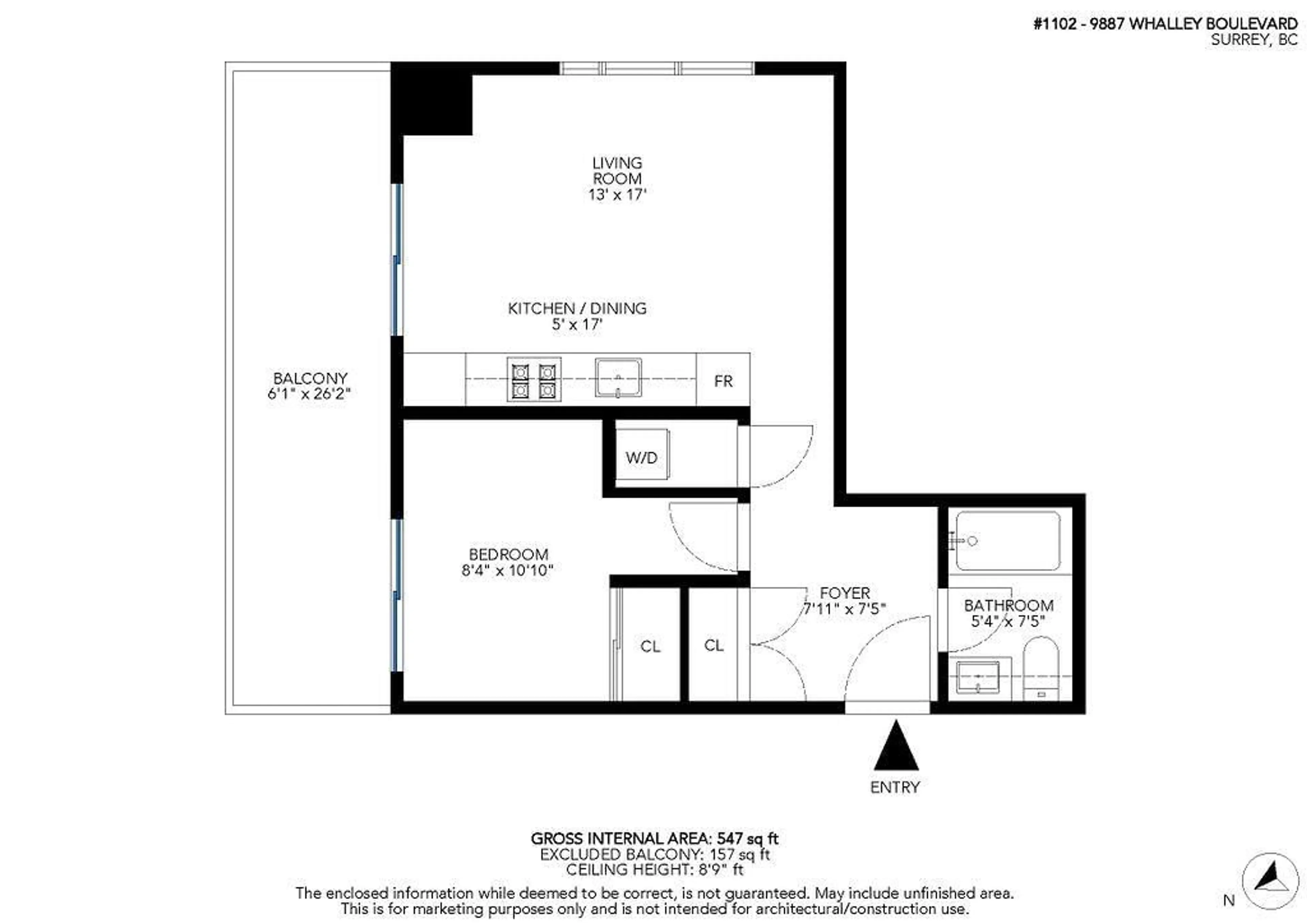 Floor plan for 1102 9887 WHALLEY BOULEVARD, Surrey British Columbia V3T0P4