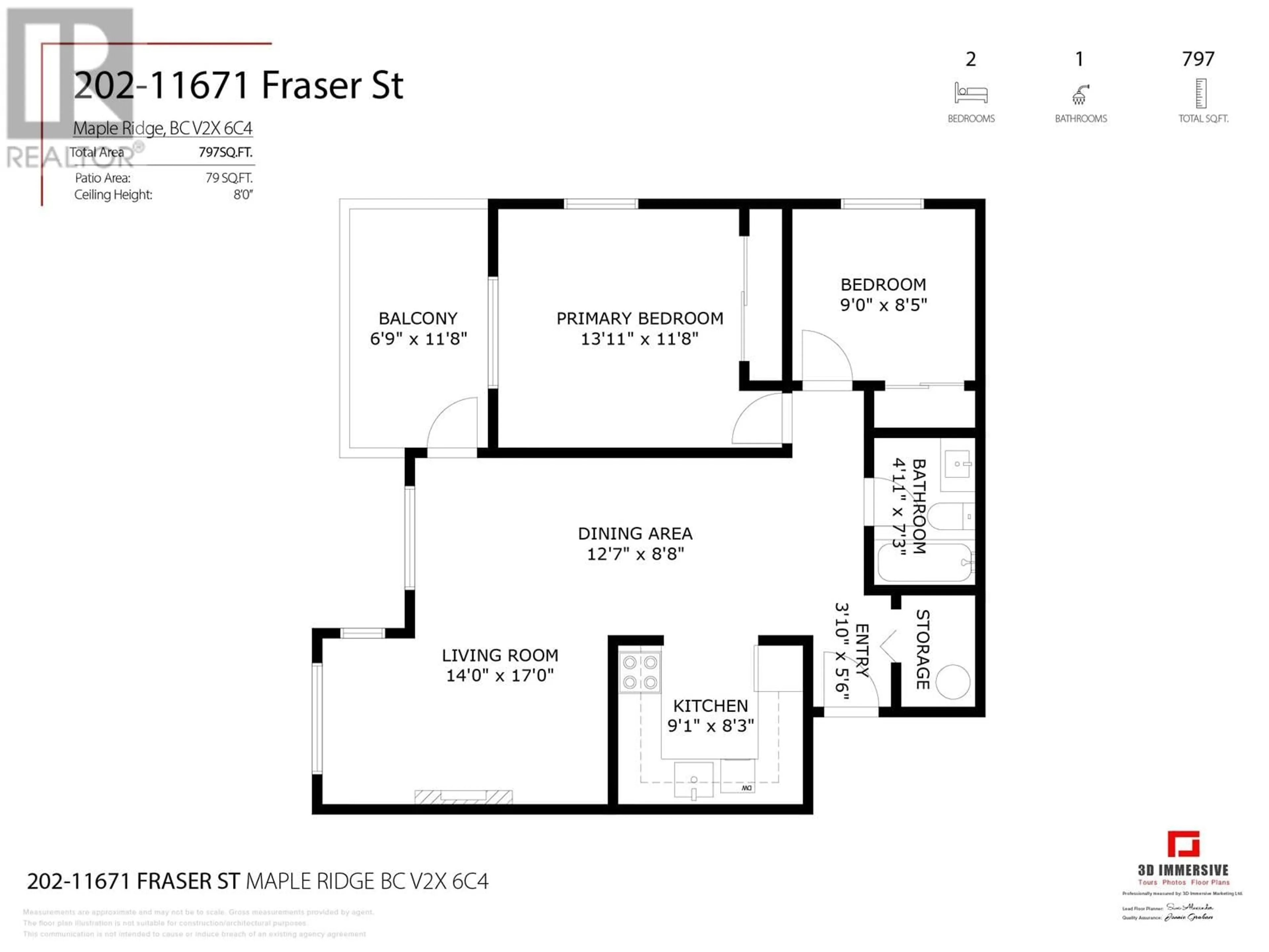 Floor plan for 201 11671 FRASER STREET, Maple Ridge British Columbia V2X6C4