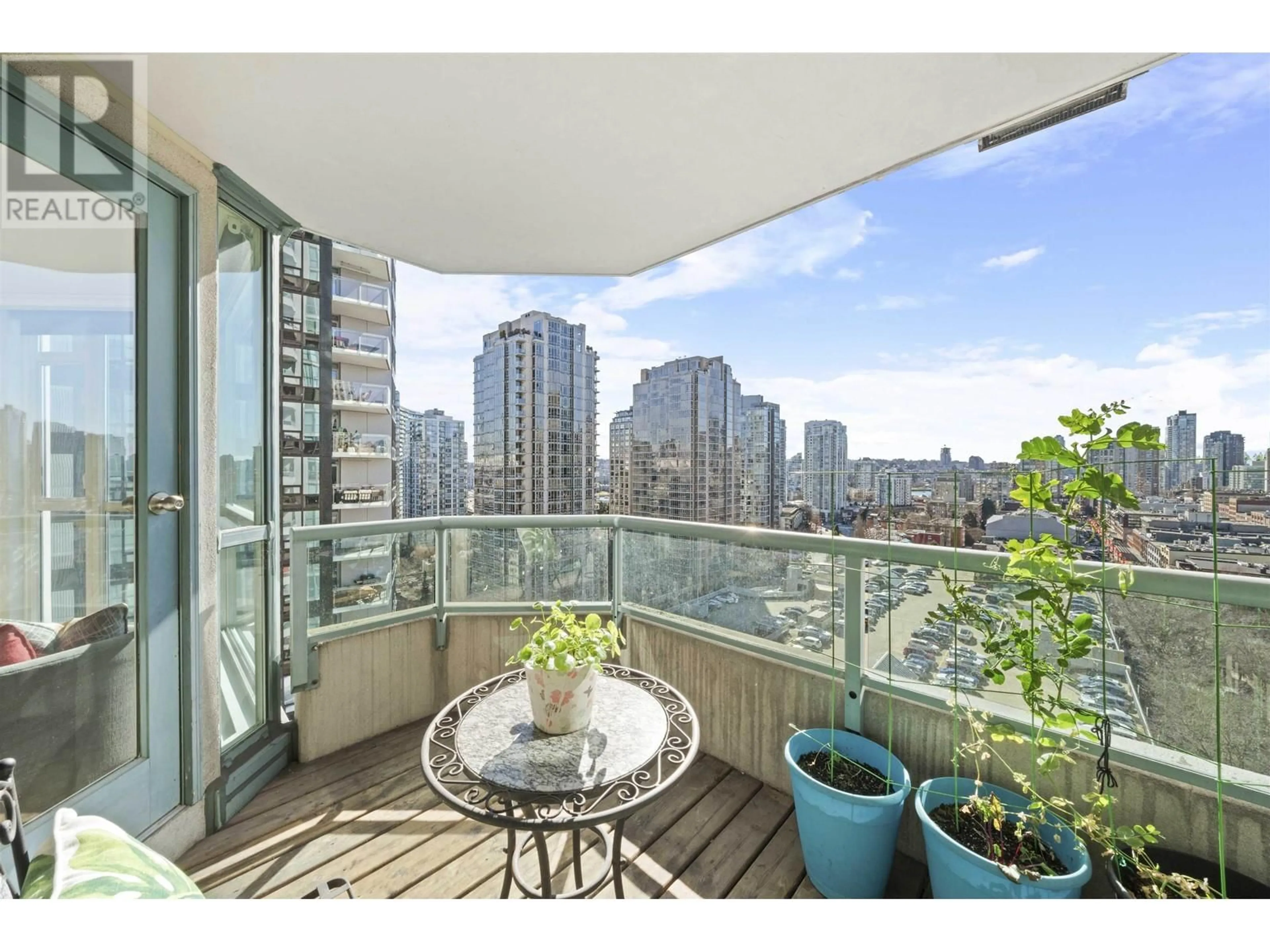 Balcony in the apartment, city buildings view from balcony for 1201 - 888 HAMILTON STREET, Vancouver British Columbia V6B5W4