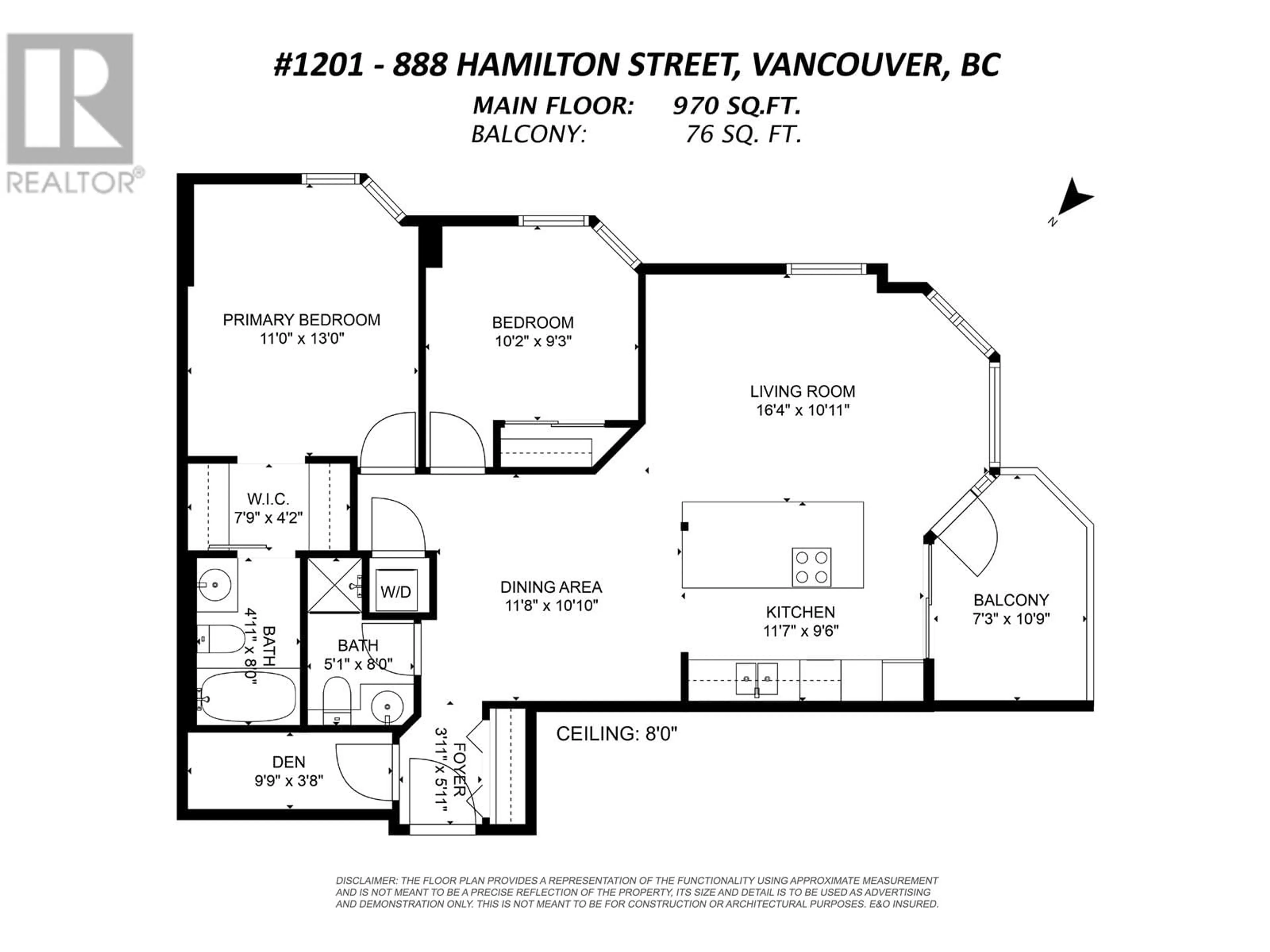 Floor plan for 1201 - 888 HAMILTON STREET, Vancouver British Columbia V6B5W4