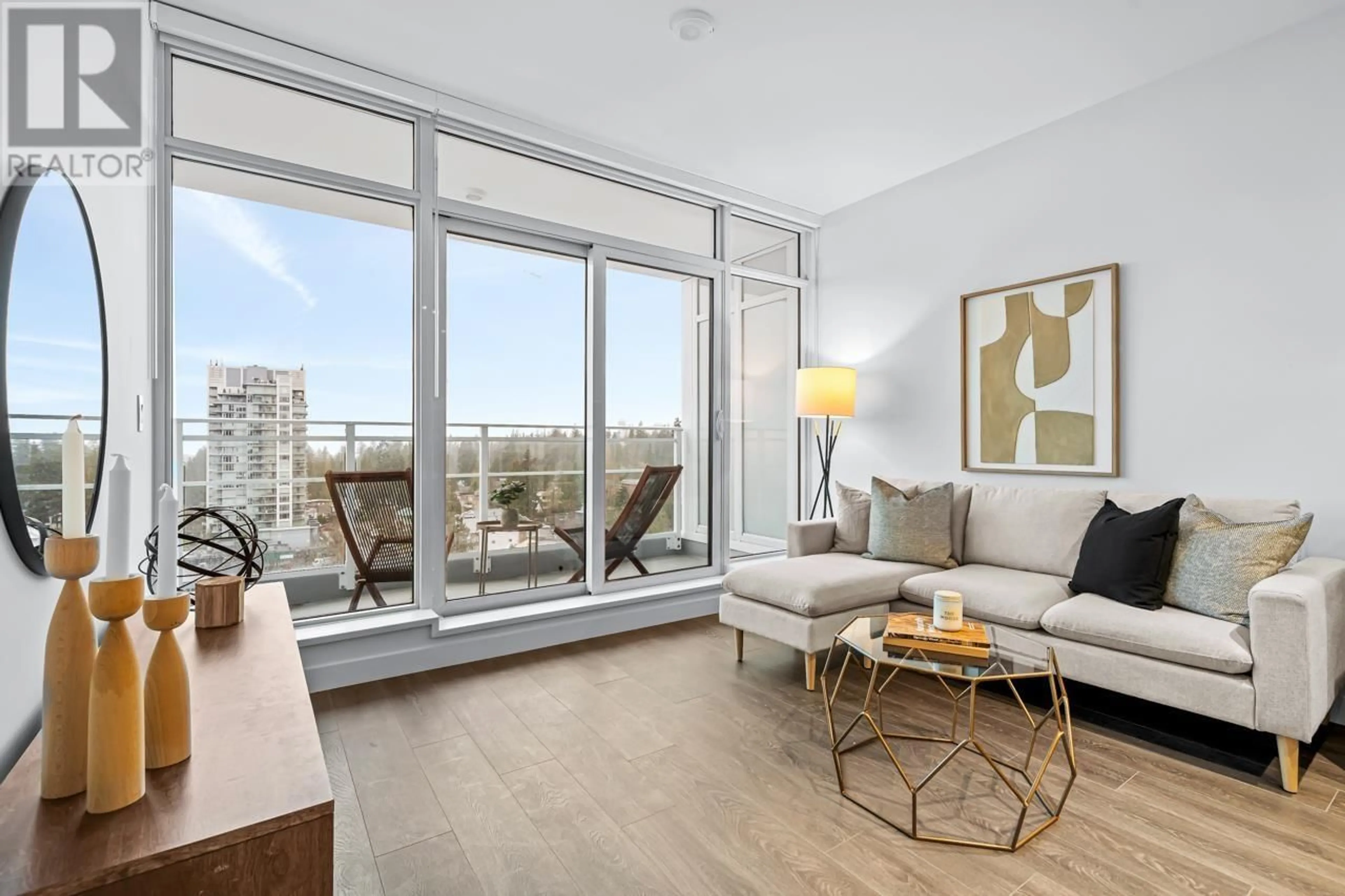 Living room with furniture, wood/laminate floor for 1005 - 505 NELSON STREET, Coquitlam British Columbia V3J0R5