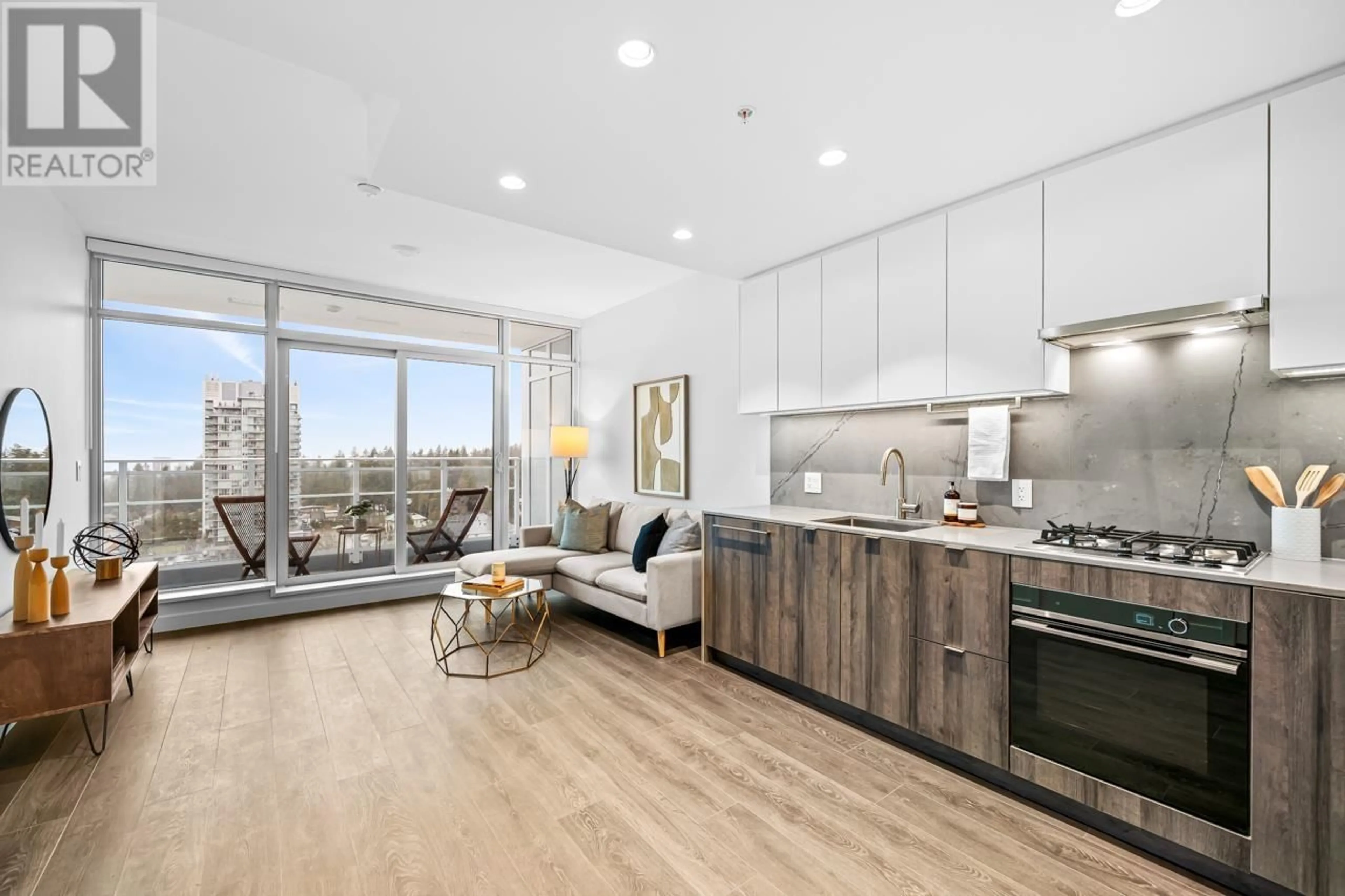 Open concept kitchen, wood/laminate floor for 1005 - 505 NELSON STREET, Coquitlam British Columbia V3J0R5