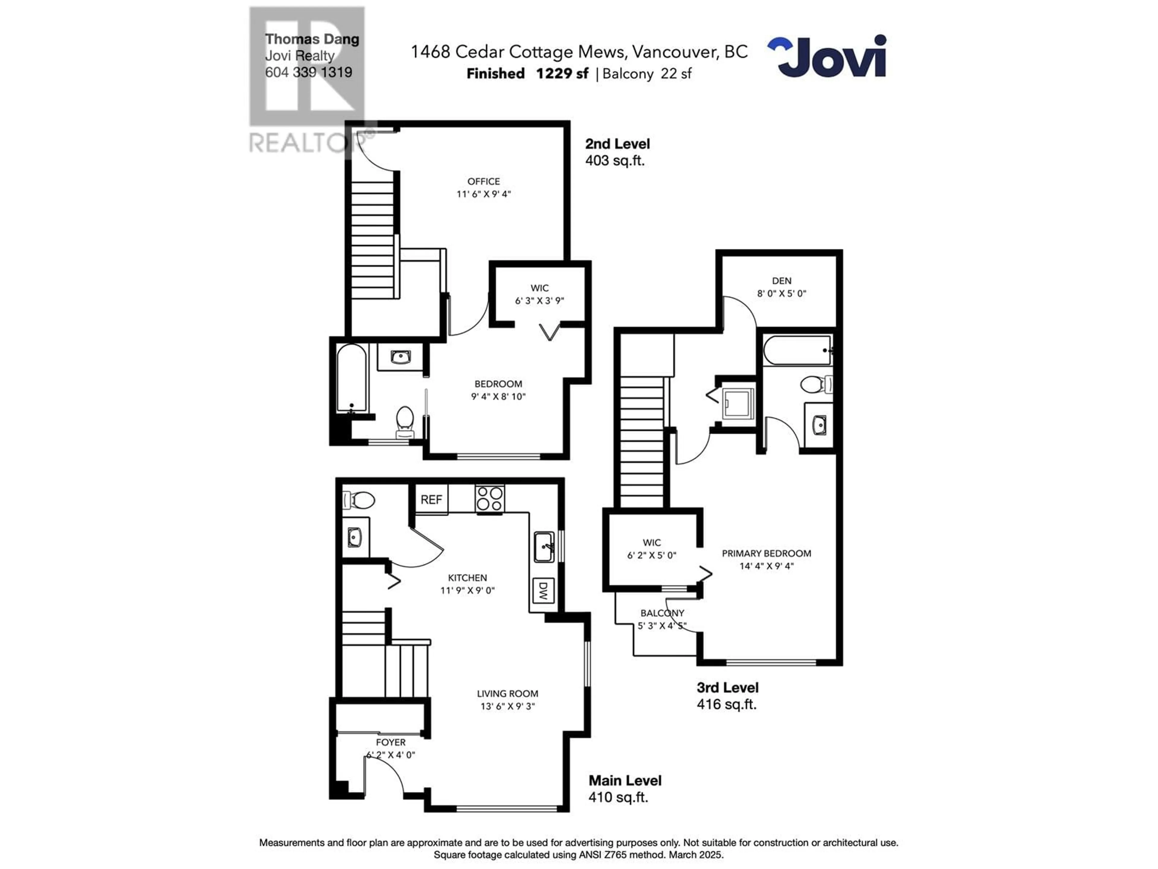 Floor plan for 1468 CEDAR COTTAGE MEWS, Vancouver British Columbia V5N5Z1