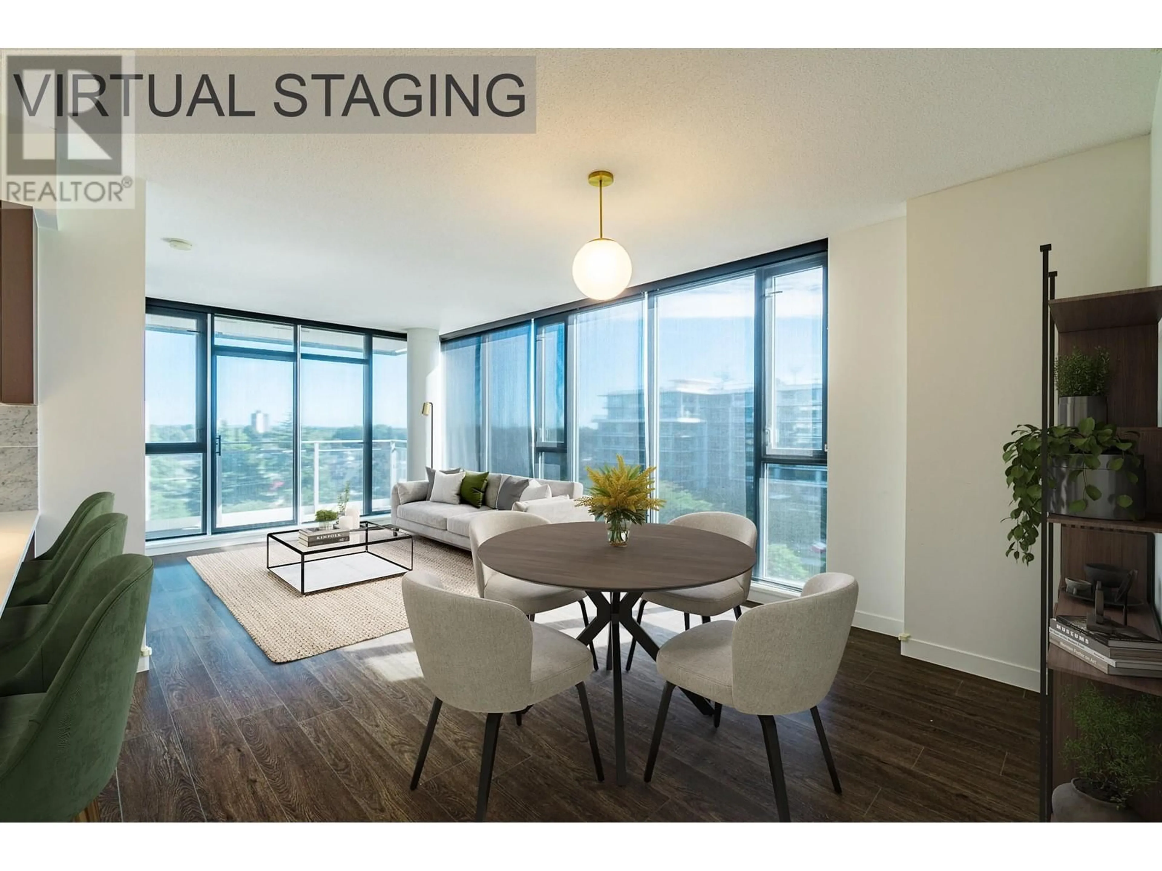 Living room with furniture, wood/laminate floor for 902 - 8988 PATTERSON ROAD, Richmond British Columbia V6X0R2