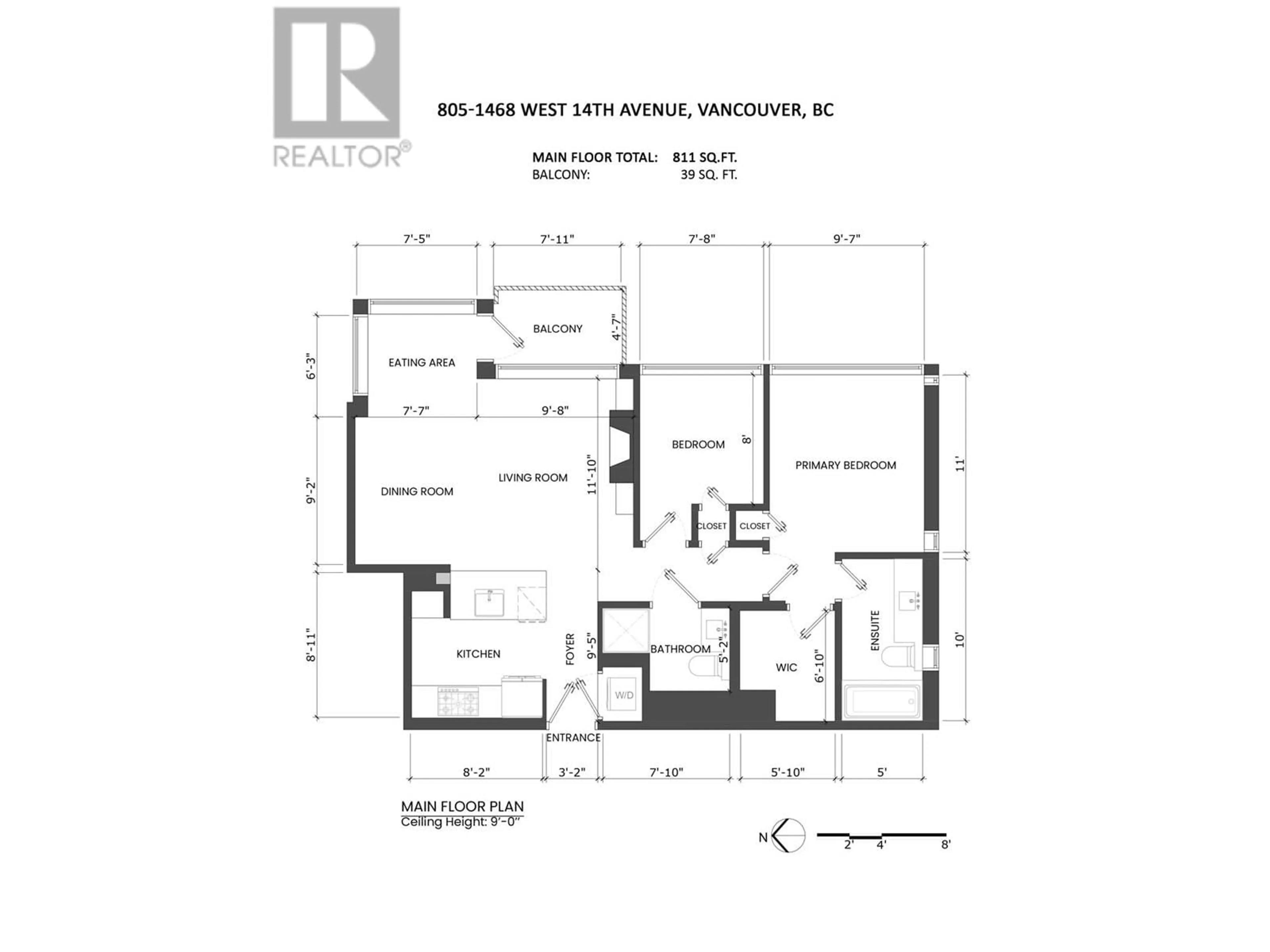 Floor plan for 805 1468 W 14TH AVENUE, Vancouver British Columbia V6H0A2