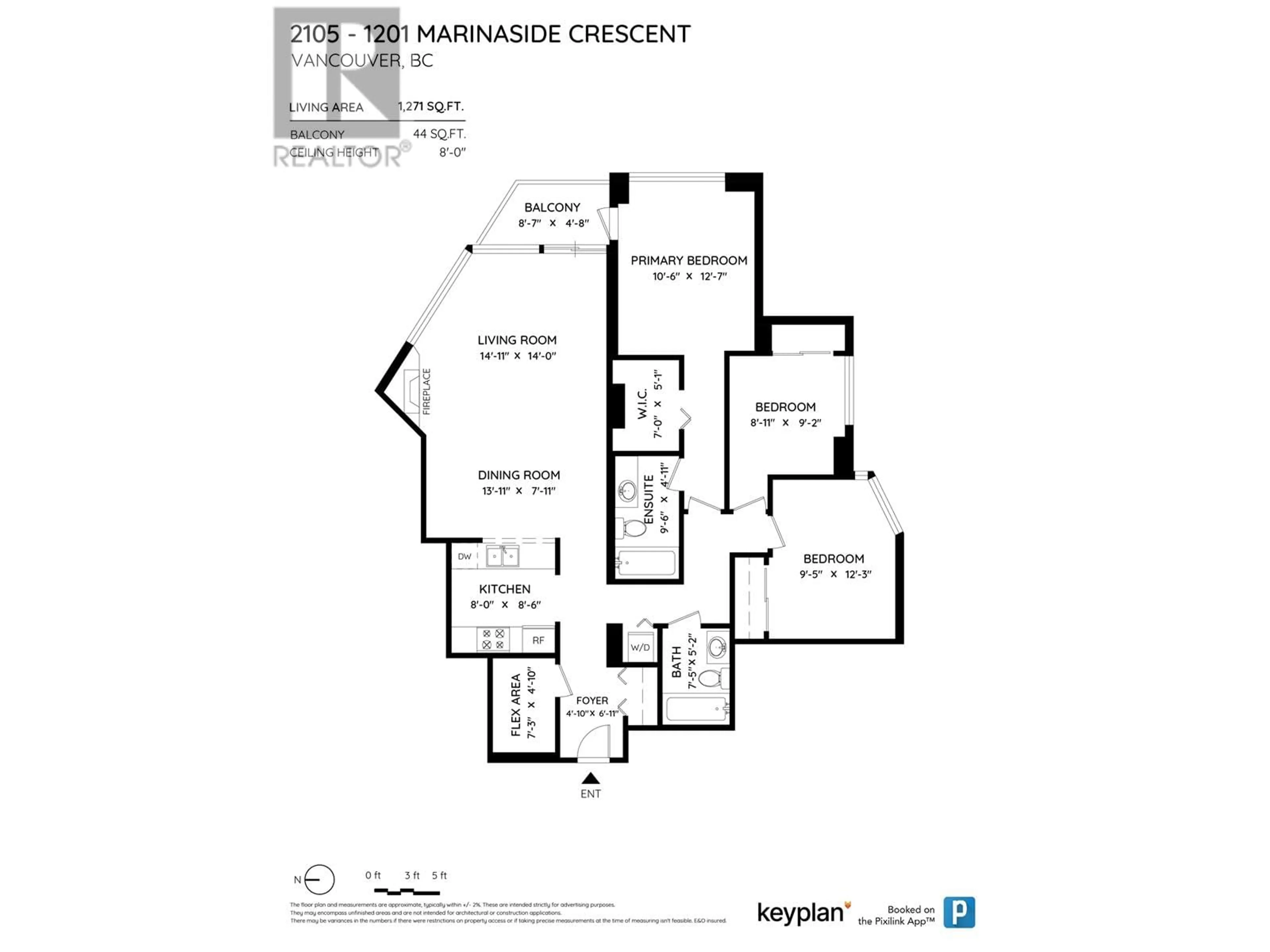 Floor plan for 2105 - 1201 MARINASIDE CRESCENT, Vancouver British Columbia V6Z2V2