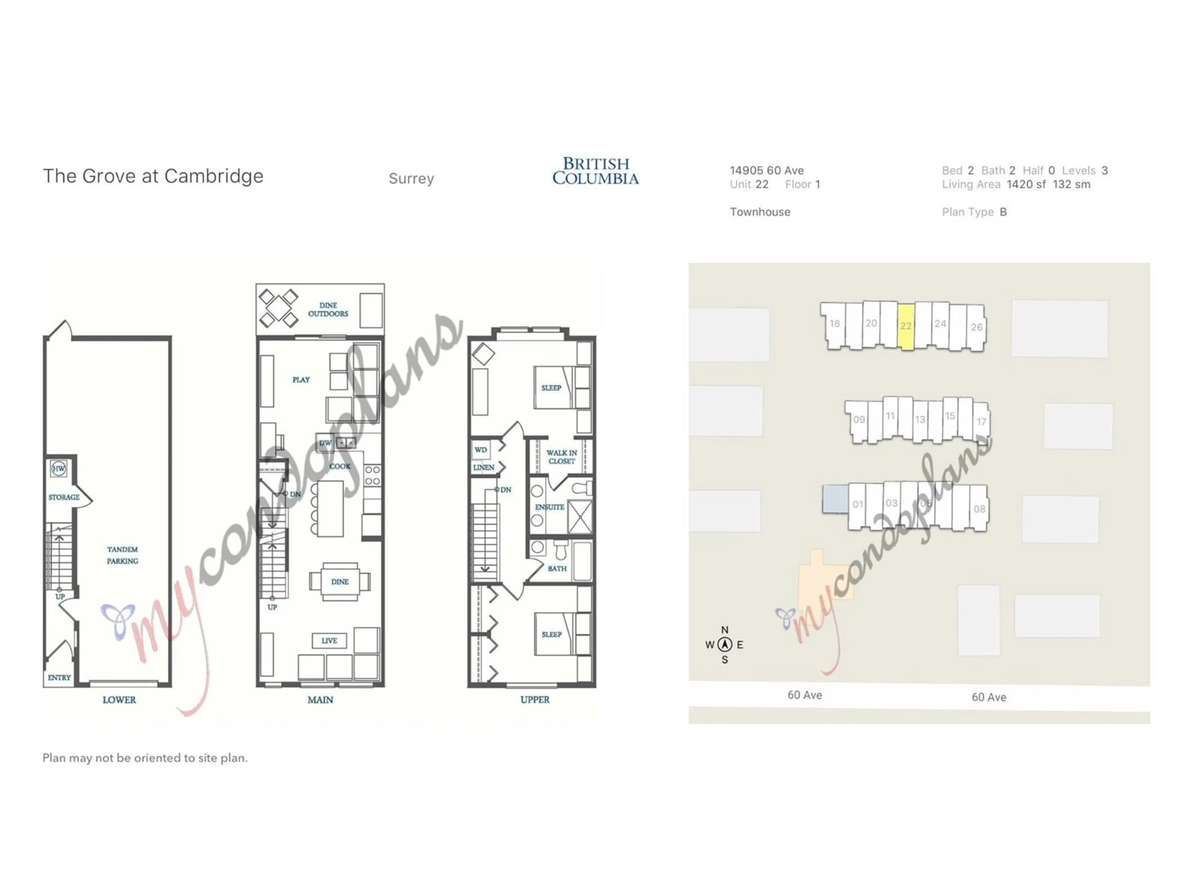 Floor plan for 22 - 14905 60, Surrey British Columbia V3S1R8
