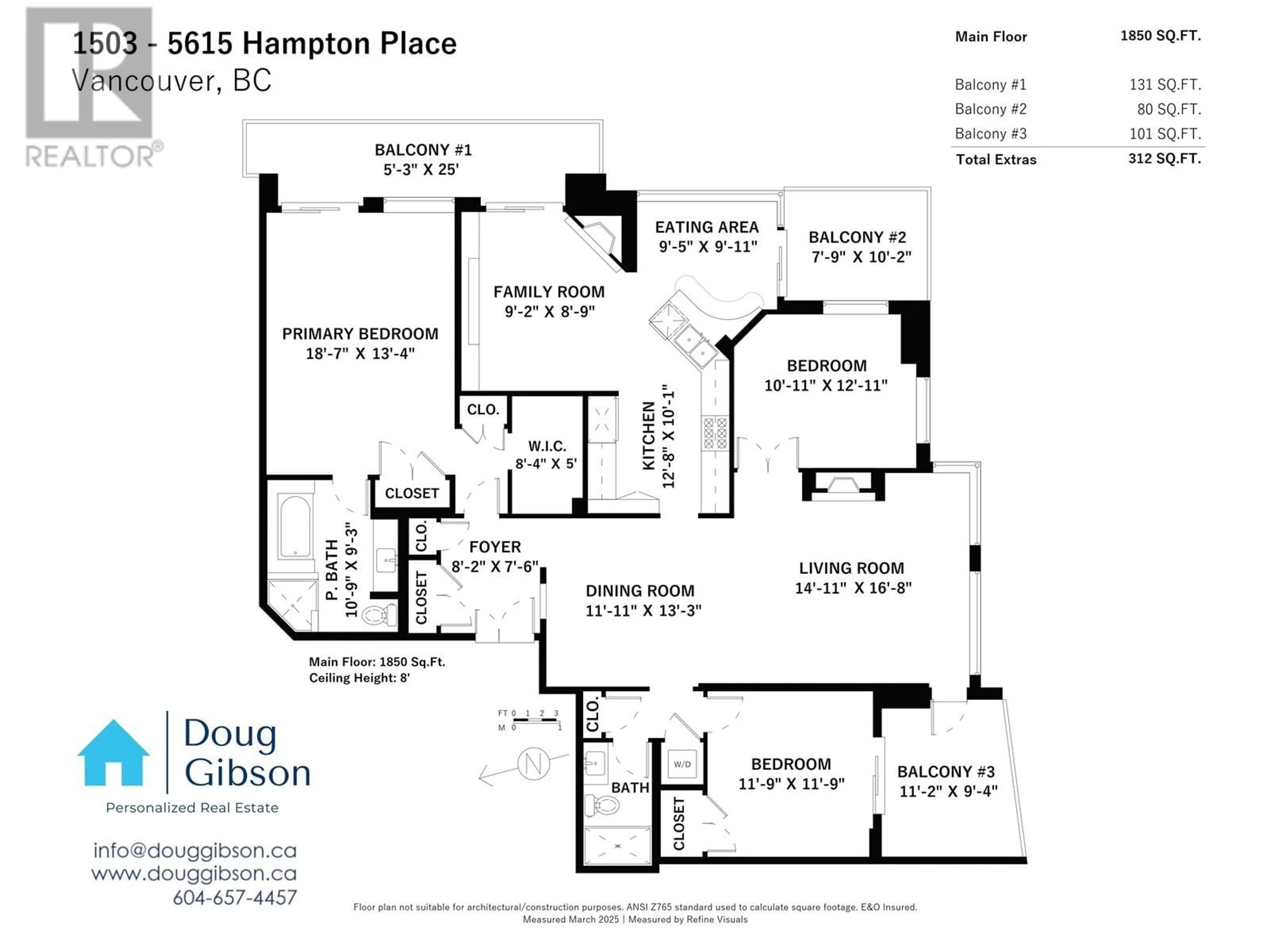 Floor plan for 1503 5615 HAMPTON PLACE, Vancouver British Columbia V6T2H1