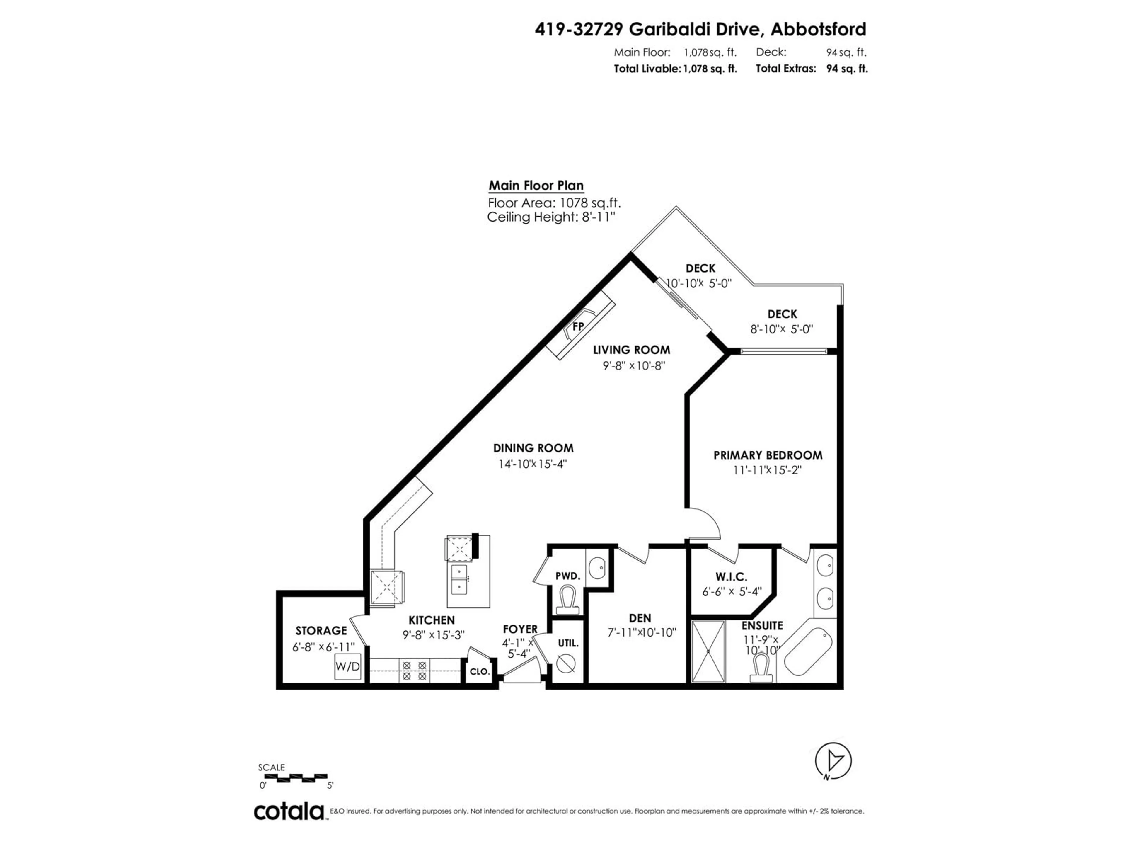 Floor plan for 419 - 32729 GARIBALDI, Abbotsford British Columbia V2T0A6