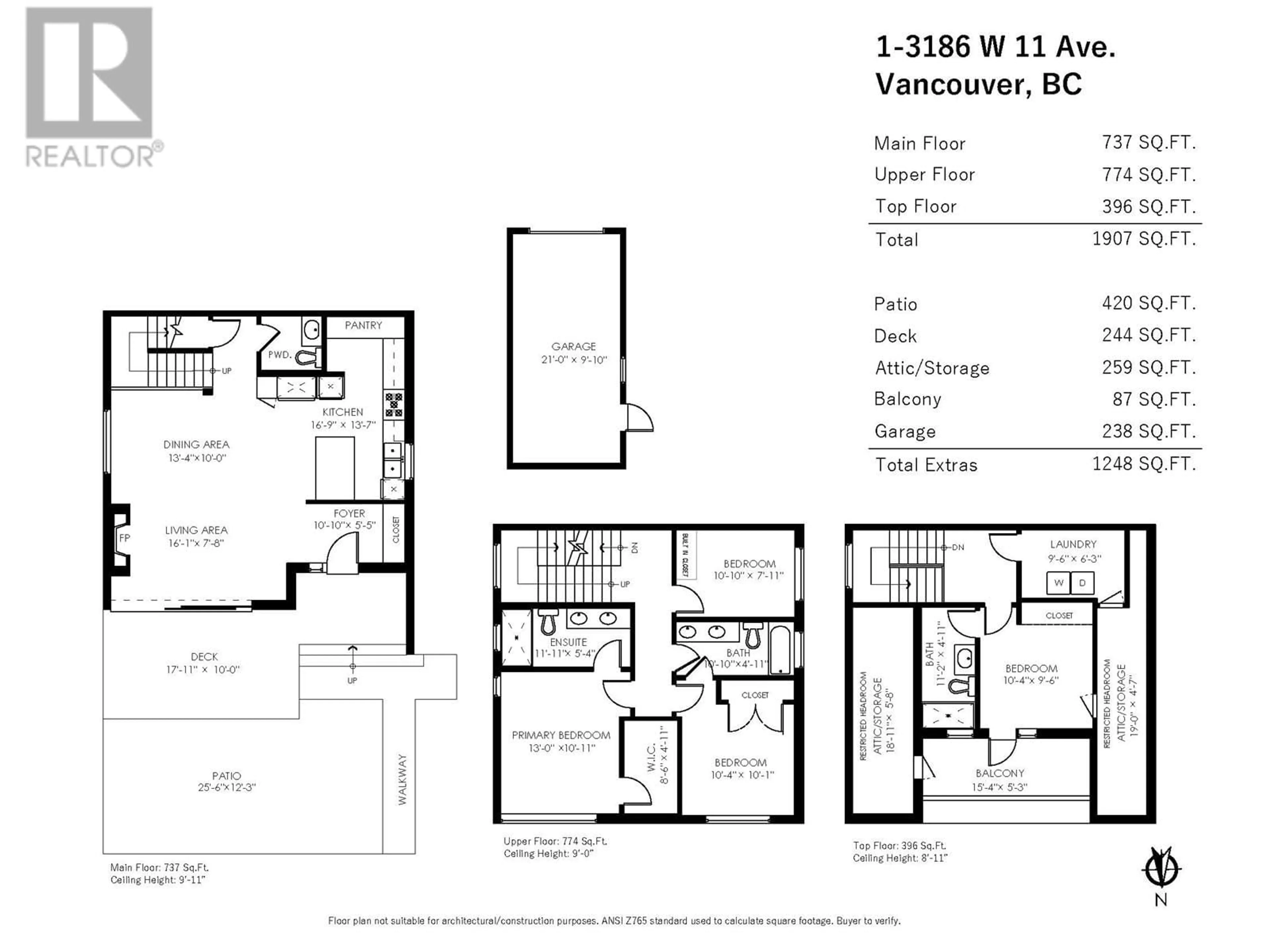 Floor plan for 1 - 3186 11TH AVENUE, Vancouver British Columbia V6K2M7