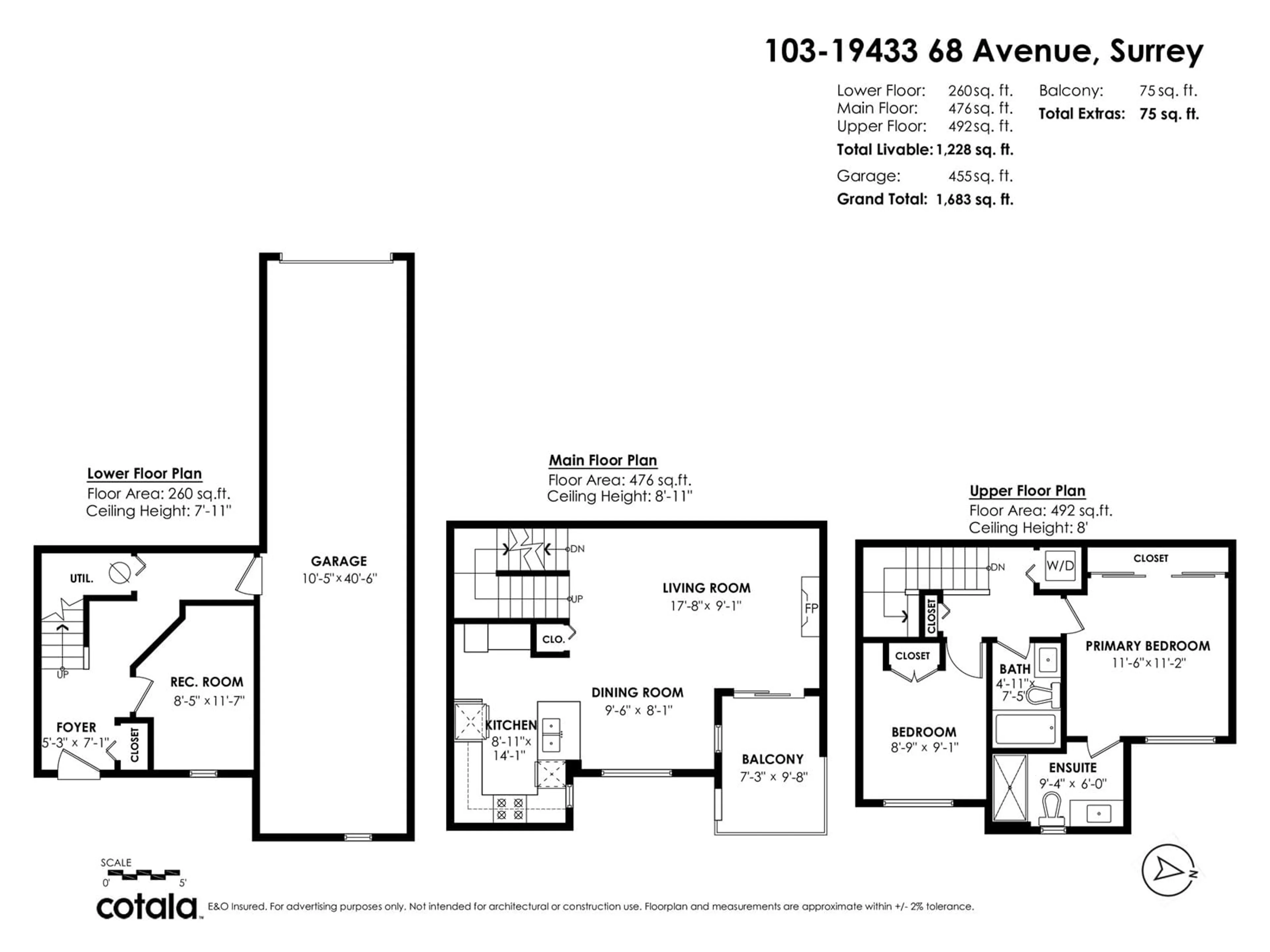 Floor plan for 103 - 19433 68, Surrey British Columbia V4N6M8