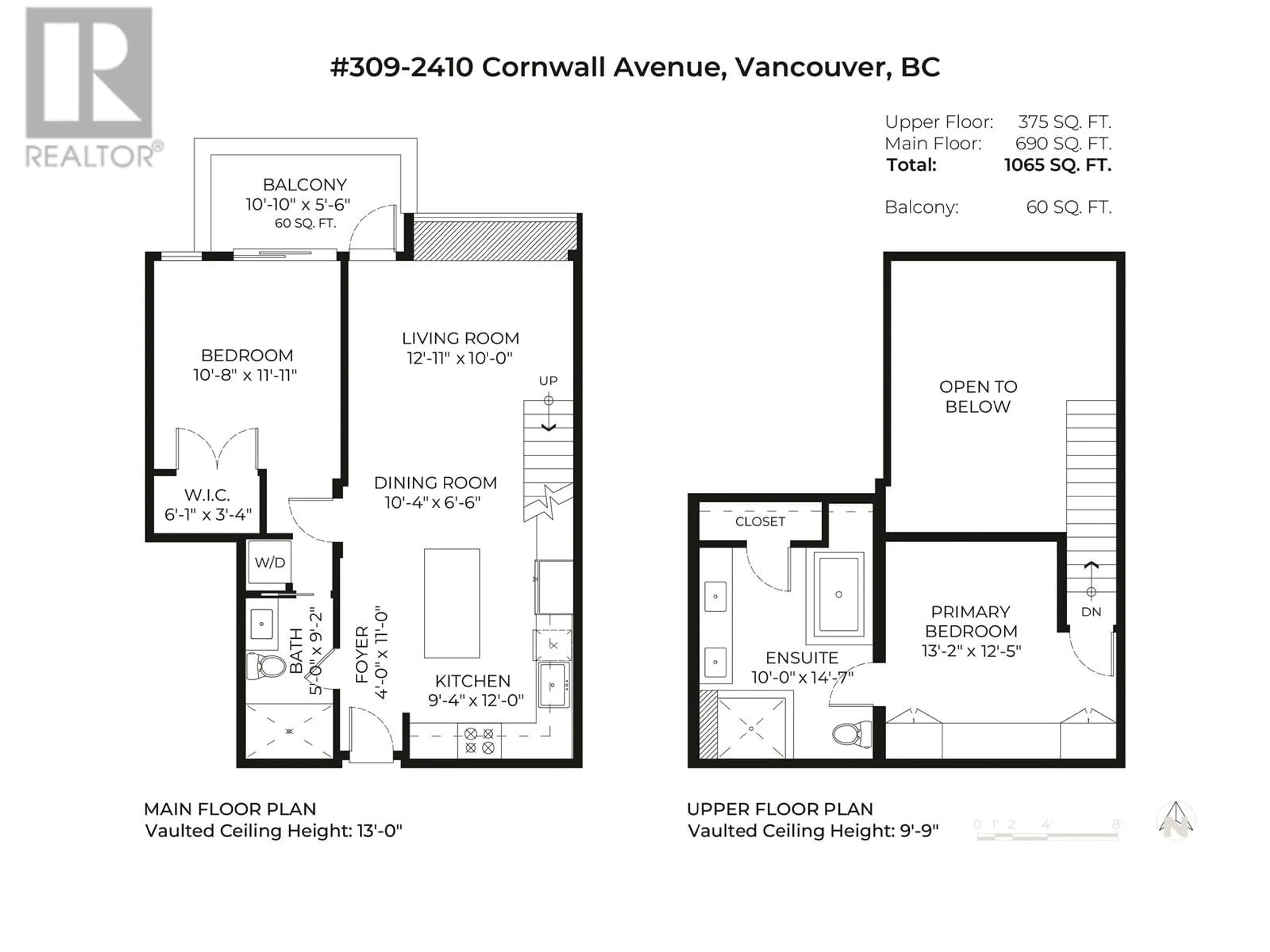 Floor plan for 309 2410 CORNWALL AVENUE, Vancouver British Columbia V6K1B8