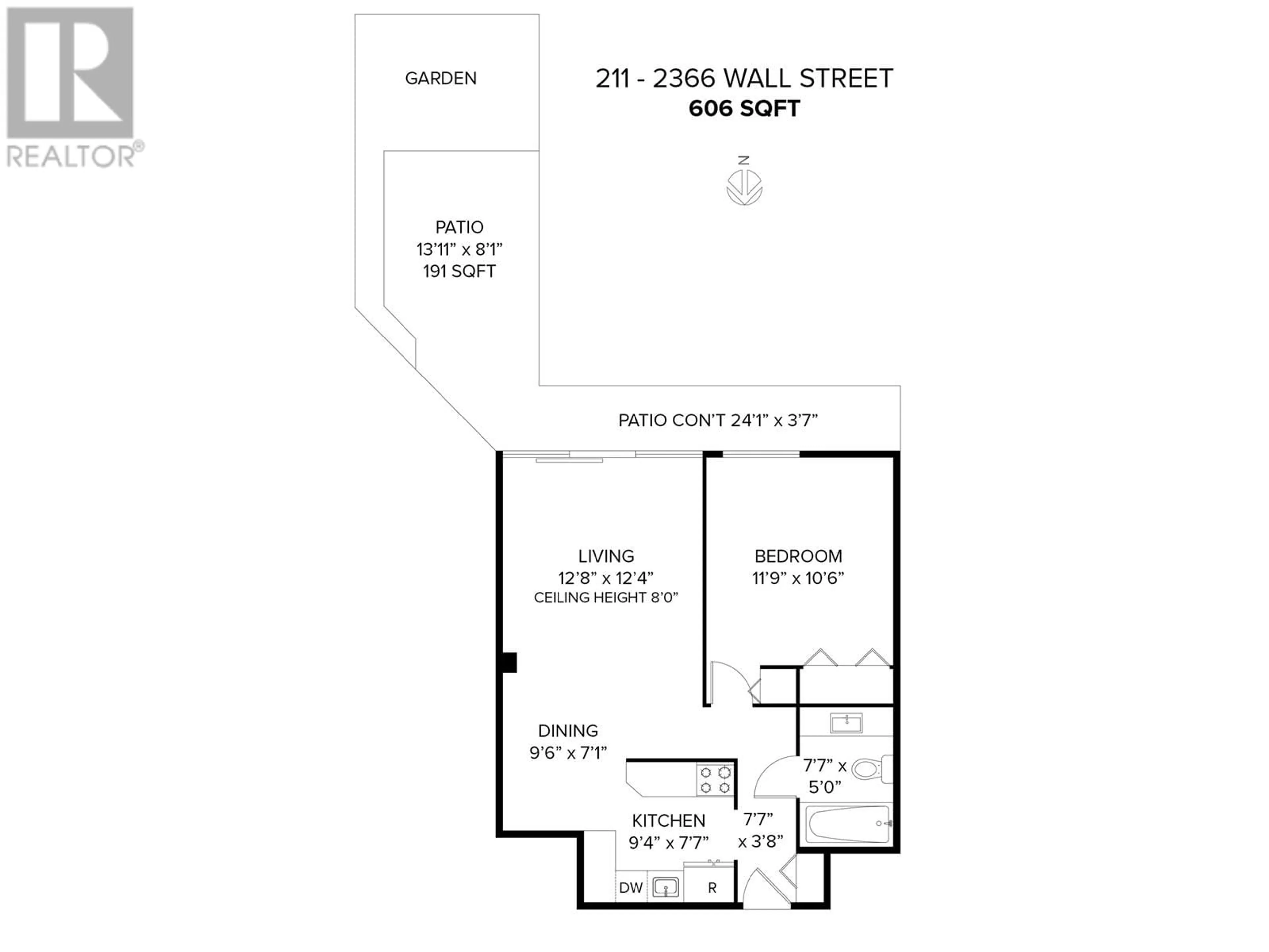 Floor plan for 211 2366 WALL STREET, Vancouver British Columbia V5L4Y1