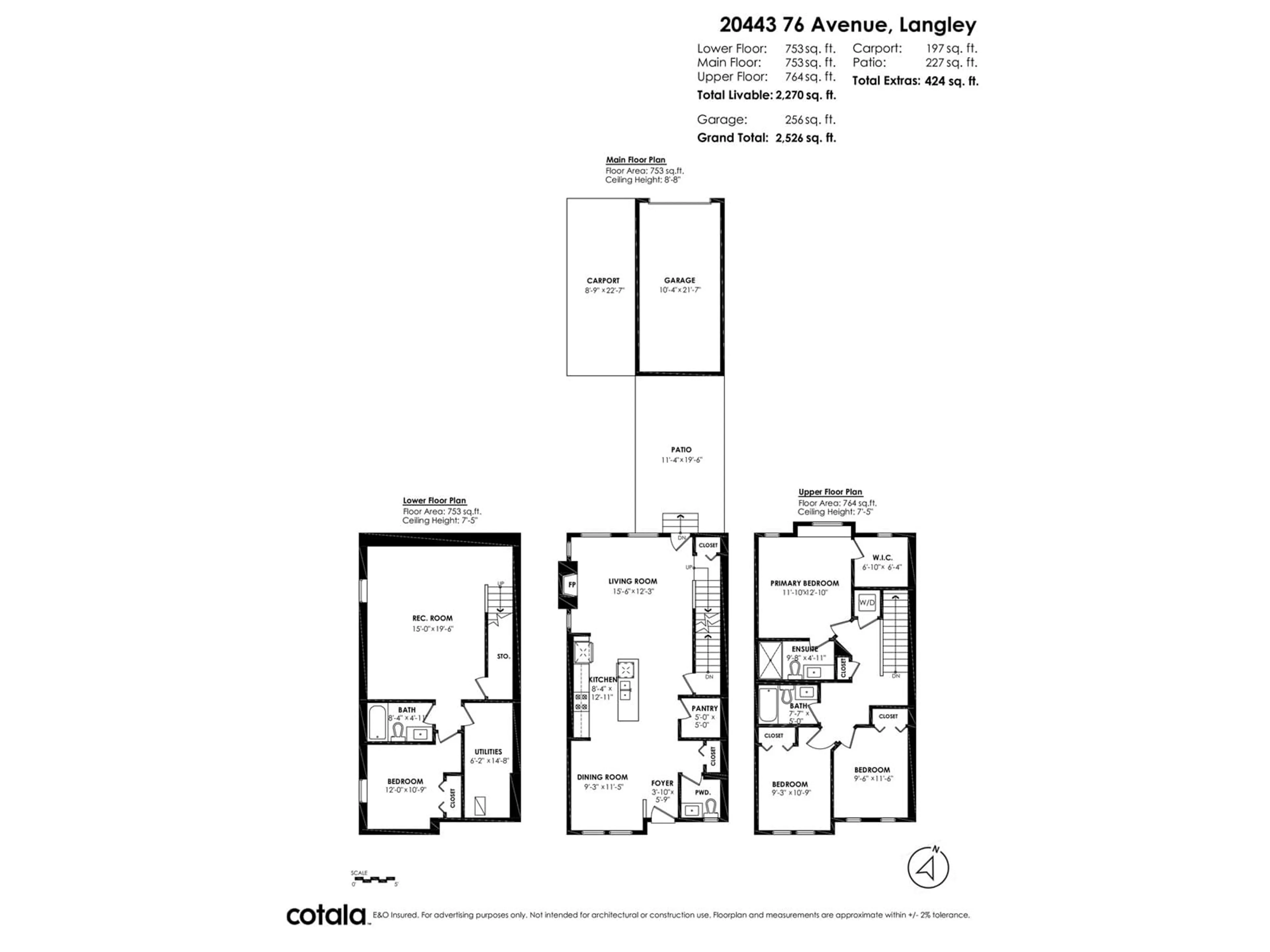 Floor plan for 20443 76 AVENUE, Langley British Columbia V2Y3T1