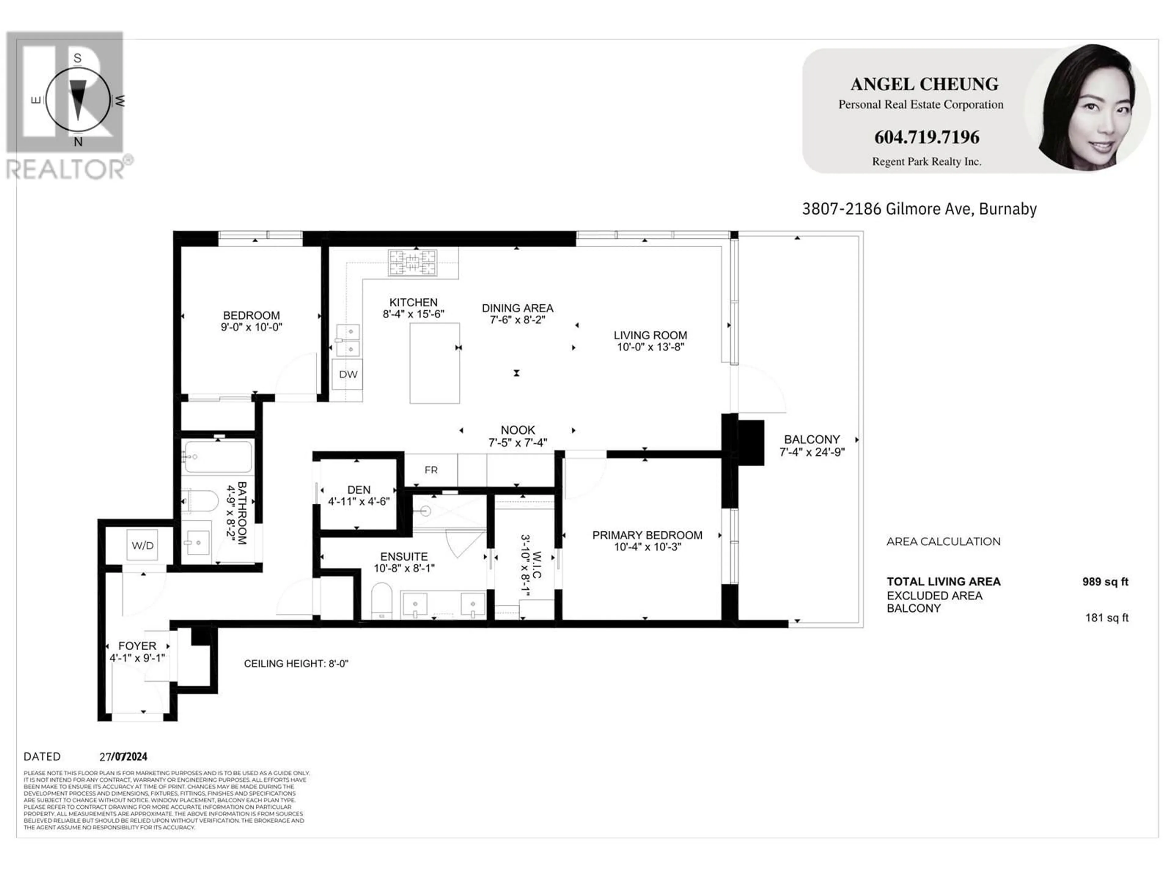 Floor plan for 3807 2186 GILMORE AVENUE, Burnaby British Columbia V5C0N7