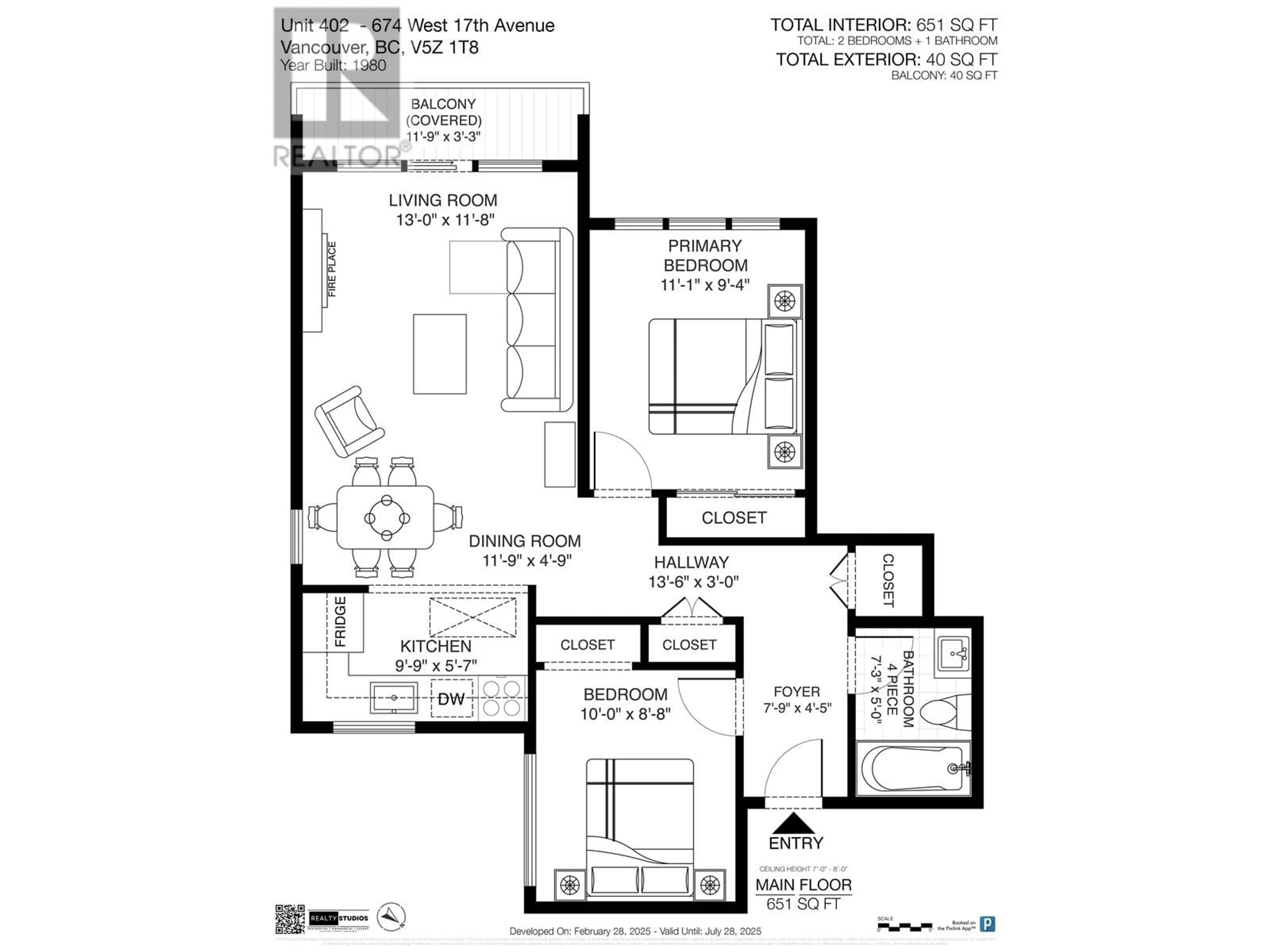 Floor plan for 402 674 W 17TH AVENUE, Vancouver British Columbia V5Z1T8