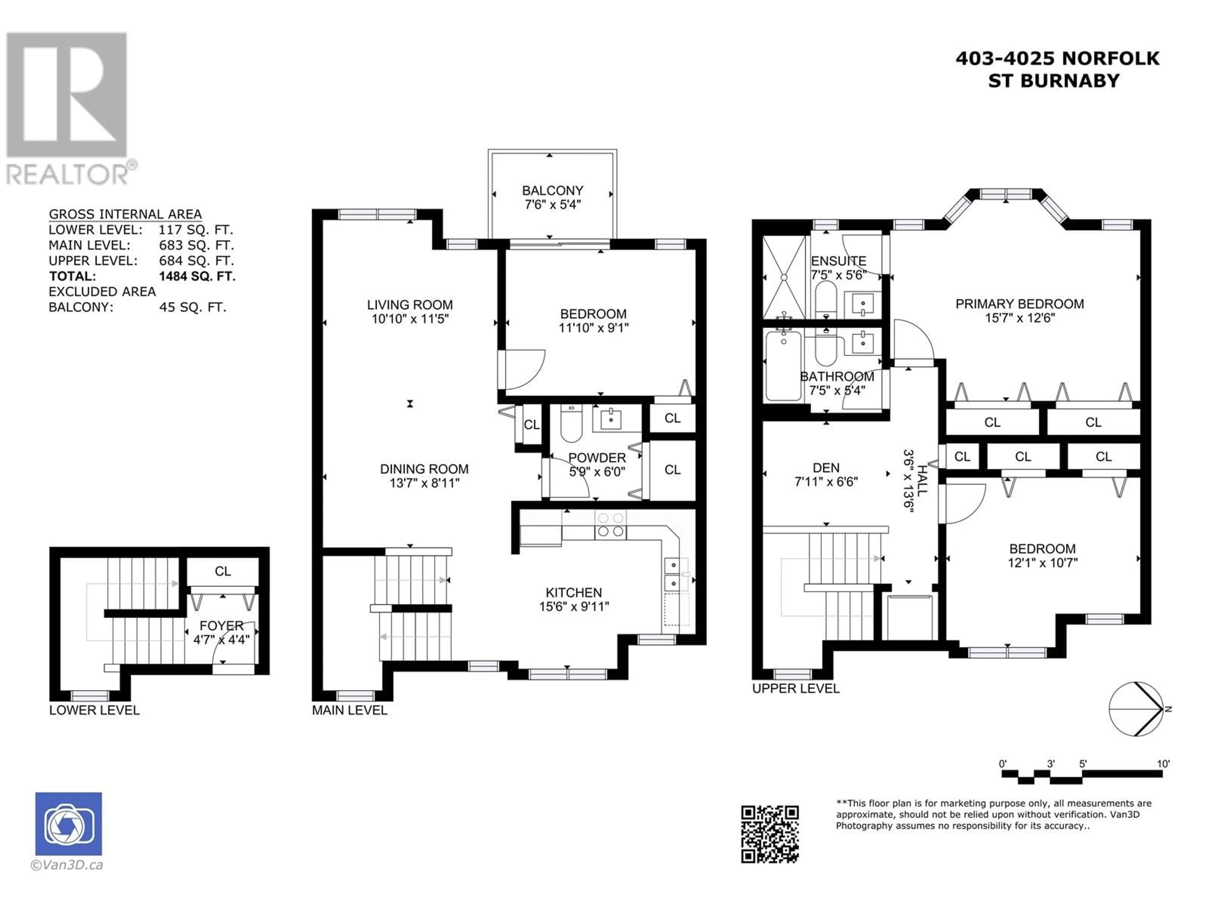 Floor plan for 403 4025 NORFOLK STREET, Burnaby British Columbia V5G0A5