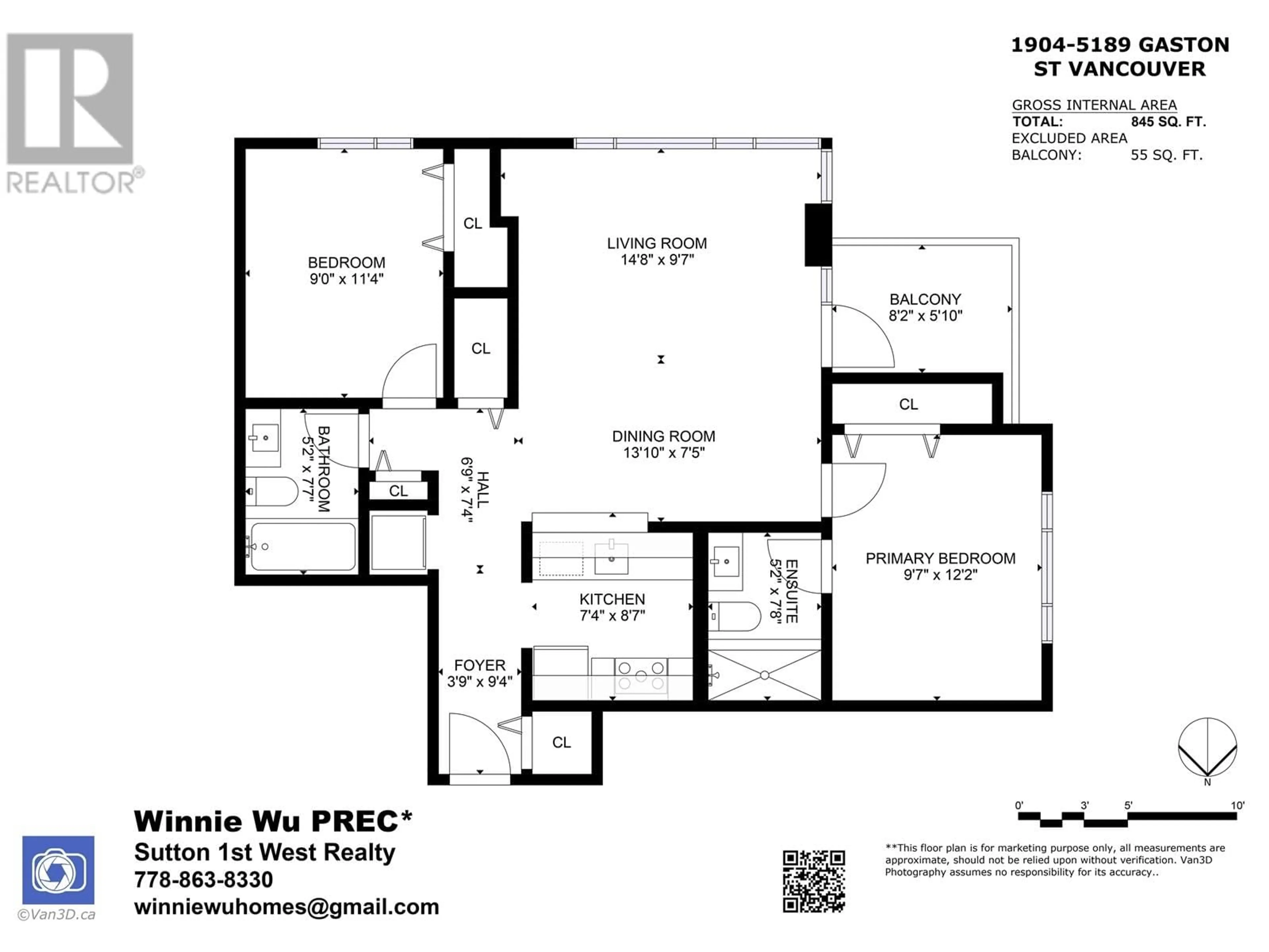 Floor plan for 1904 5189 GASTON STREET, Vancouver British Columbia V5R6C7