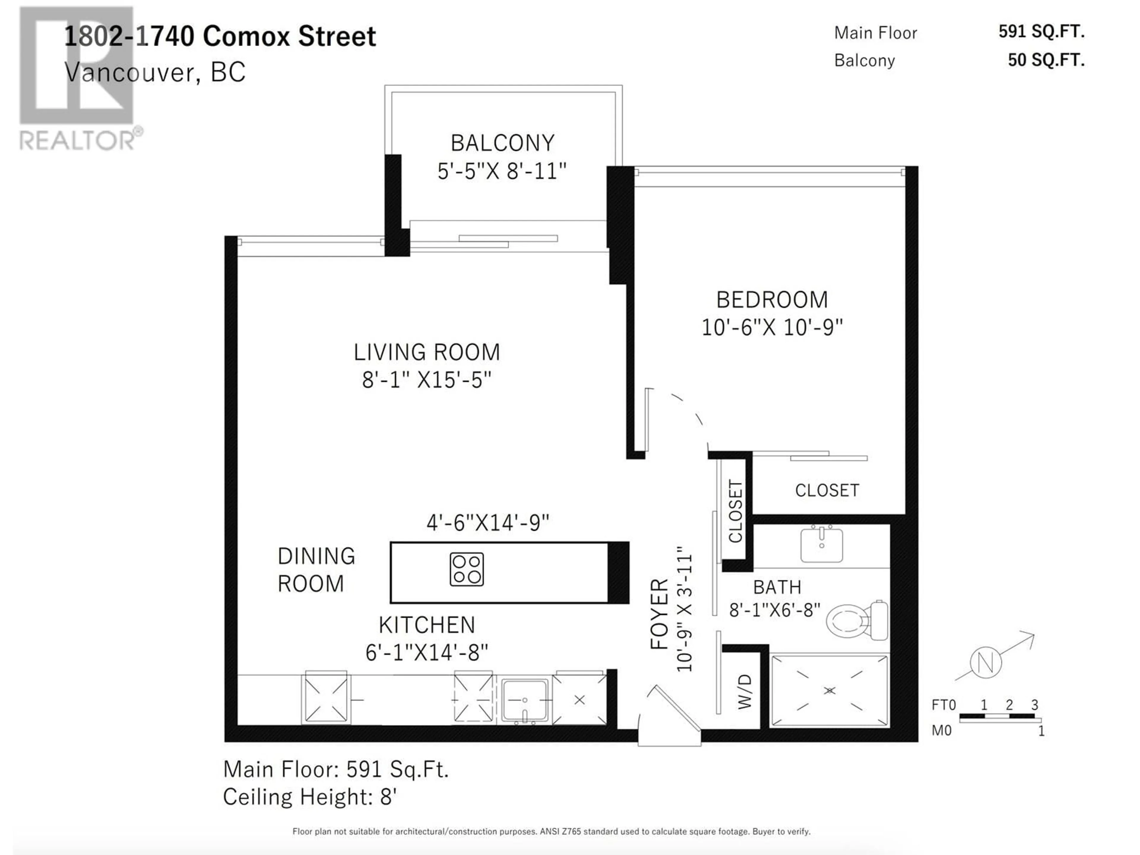 Floor plan for 1802 1740 COMOX STREET, Vancouver British Columbia V6G2Z1