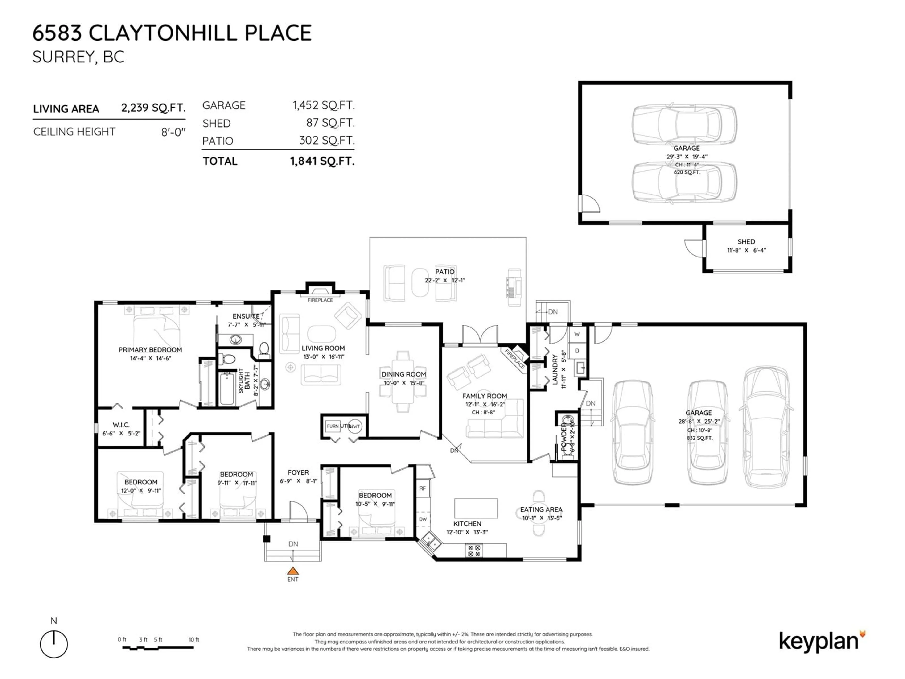 Floor plan for 6583 CLAYTONHILL PLACE, Surrey British Columbia V3S7N5