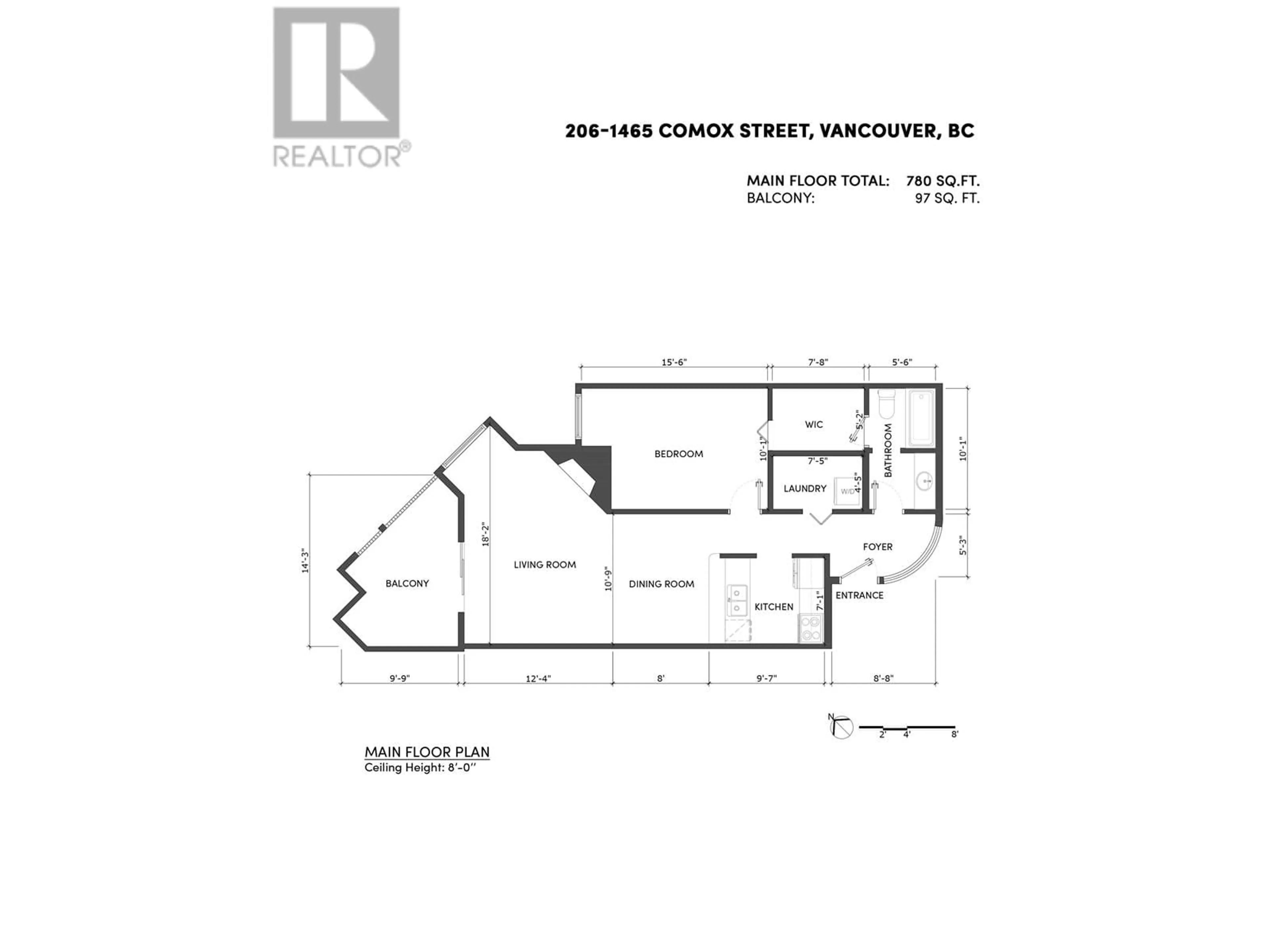 Floor plan for 206 - 1465 COMOX STREET, Vancouver British Columbia V6G1N9