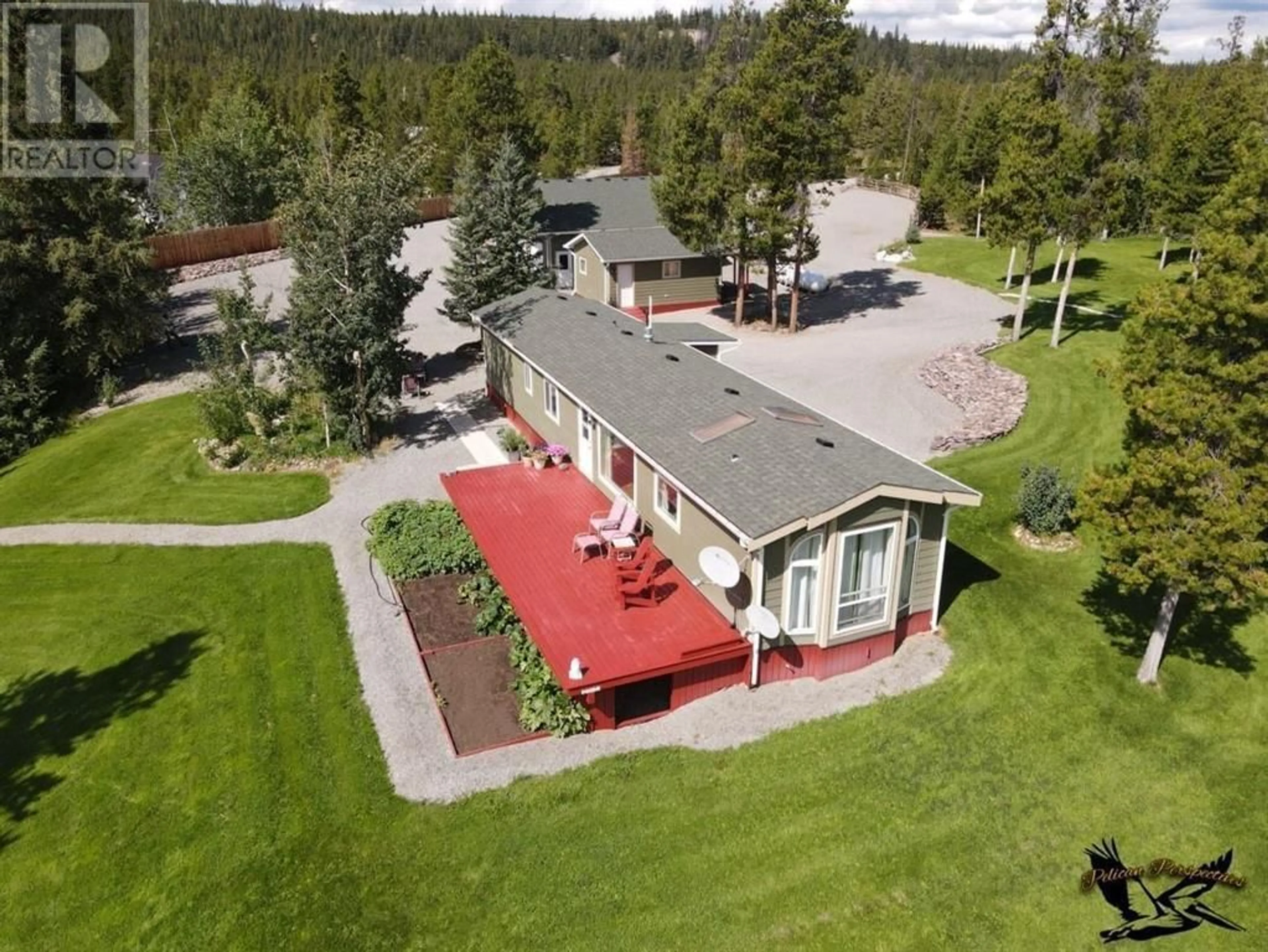 A pic from outside/outdoor area/front of a property/back of a property/a pic from drone, mountain view for 4511 PYPER LAKE ROAD, Chilcotin British Columbia V0L1H0