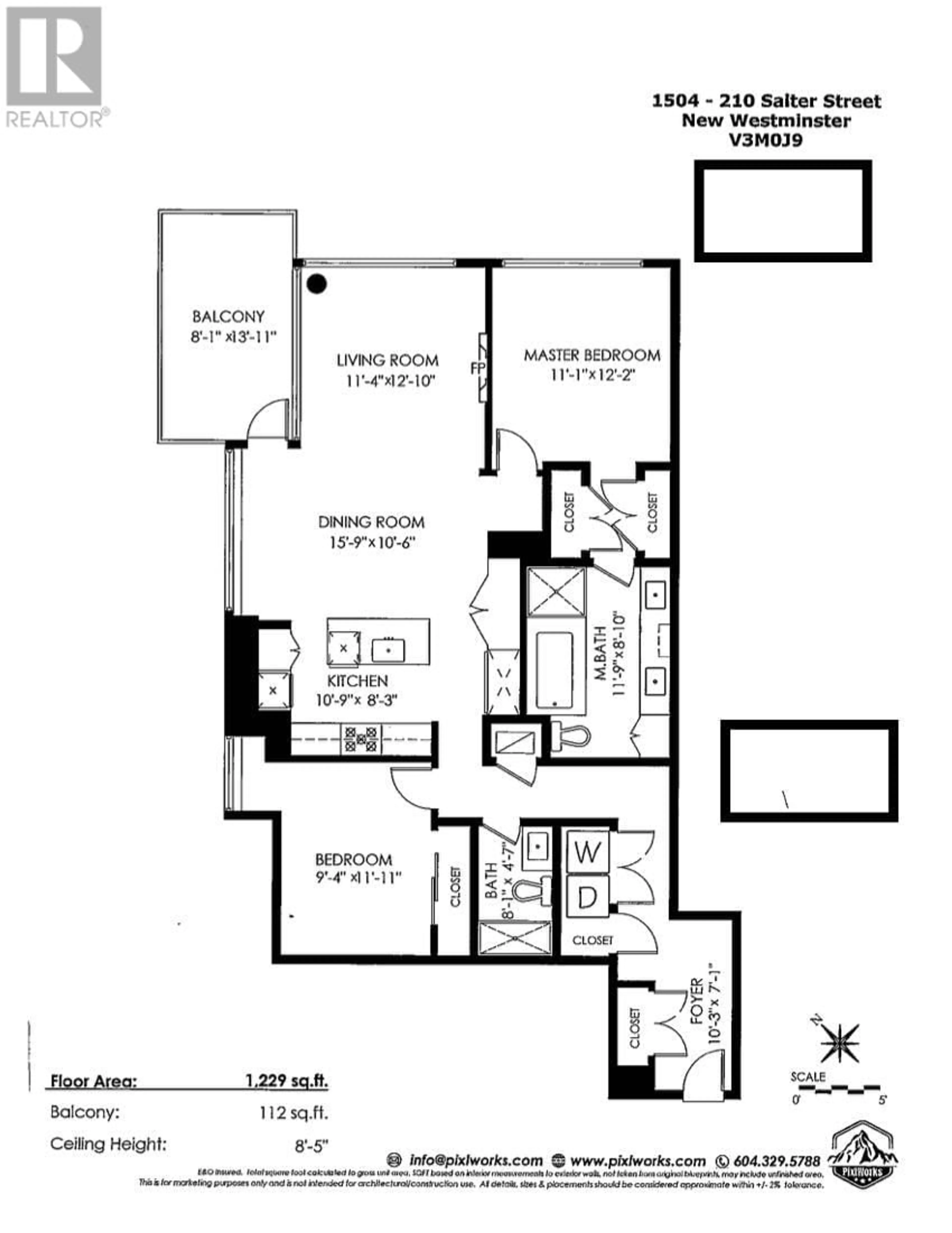 Floor plan for 1504 - 210 SALTER STREET, New Westminster British Columbia V3M0J9