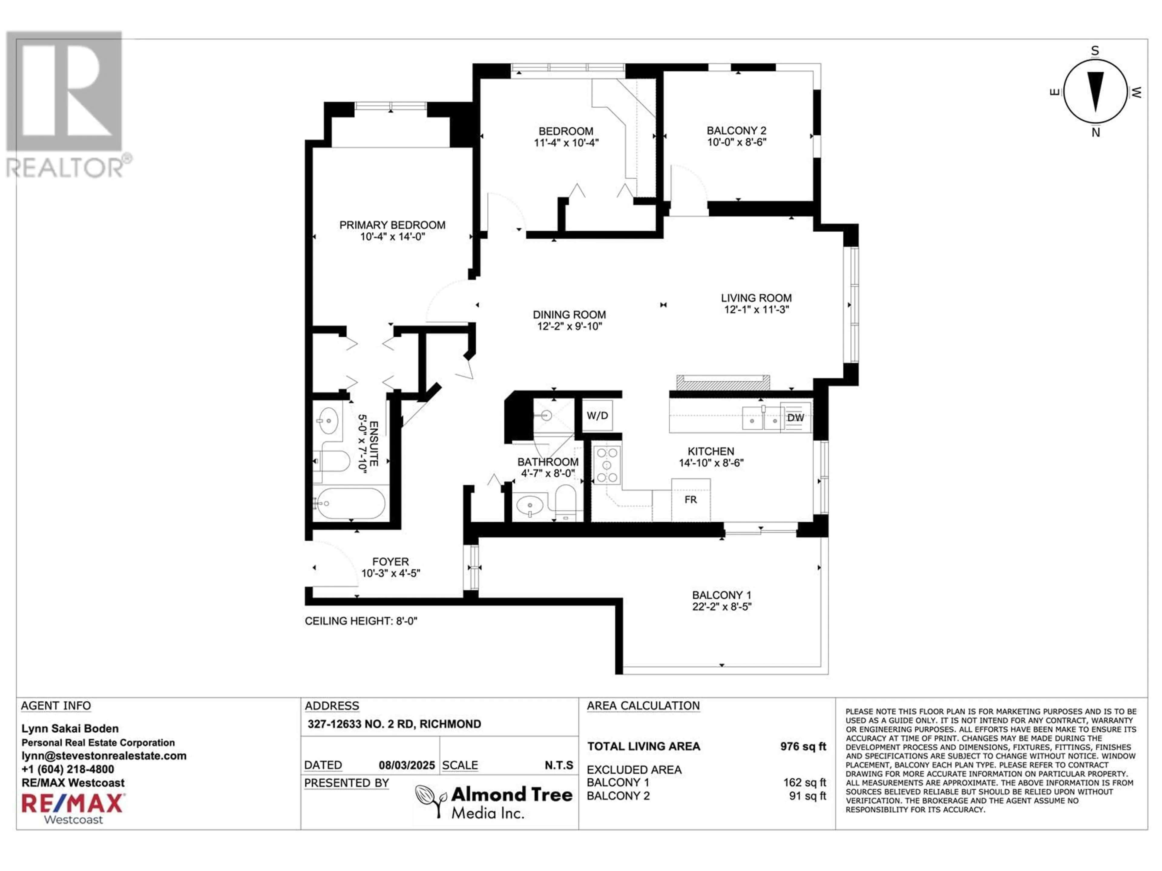 Floor plan for 327 - 12633 NO. 2 ROAD, Richmond British Columbia V7E6N5