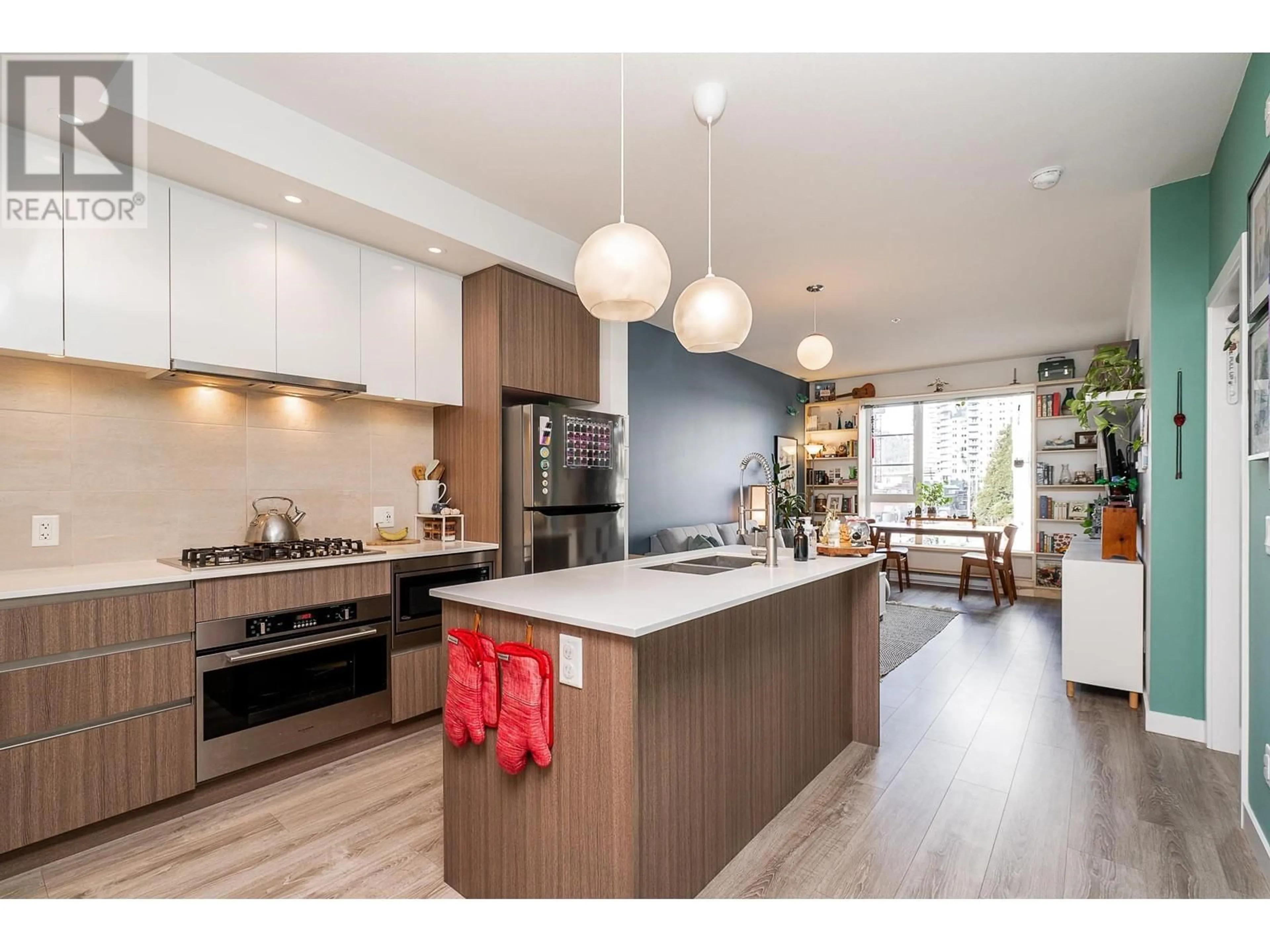 Open concept kitchen, wood/laminate floor for 310 516 FOSTER AVENUE, Coquitlam British Columbia V3J0H8