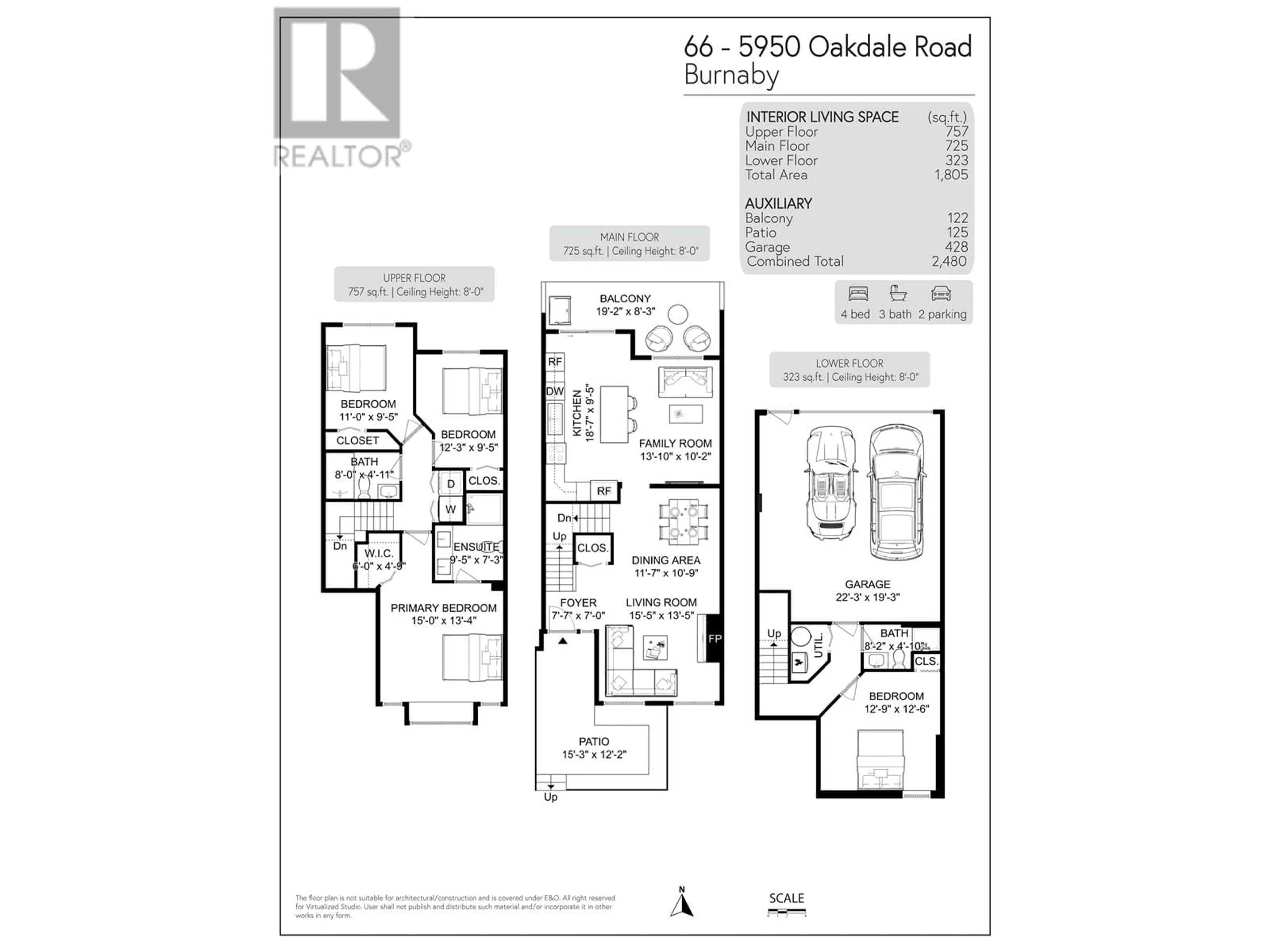 Floor plan for 66 - 5950 OAKDALE ROAD, Burnaby British Columbia V5H4R5