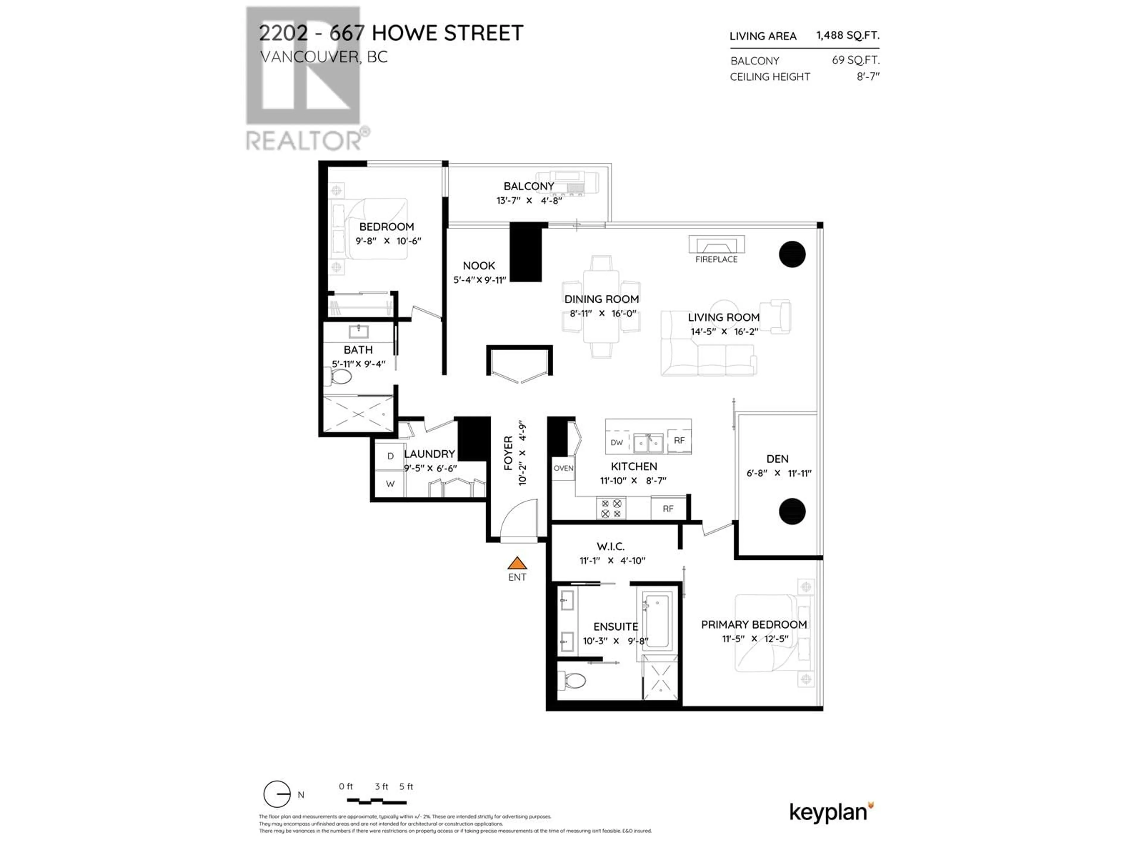 Floor plan for 2202 667 HOWE STREET, Vancouver British Columbia V6C0B5