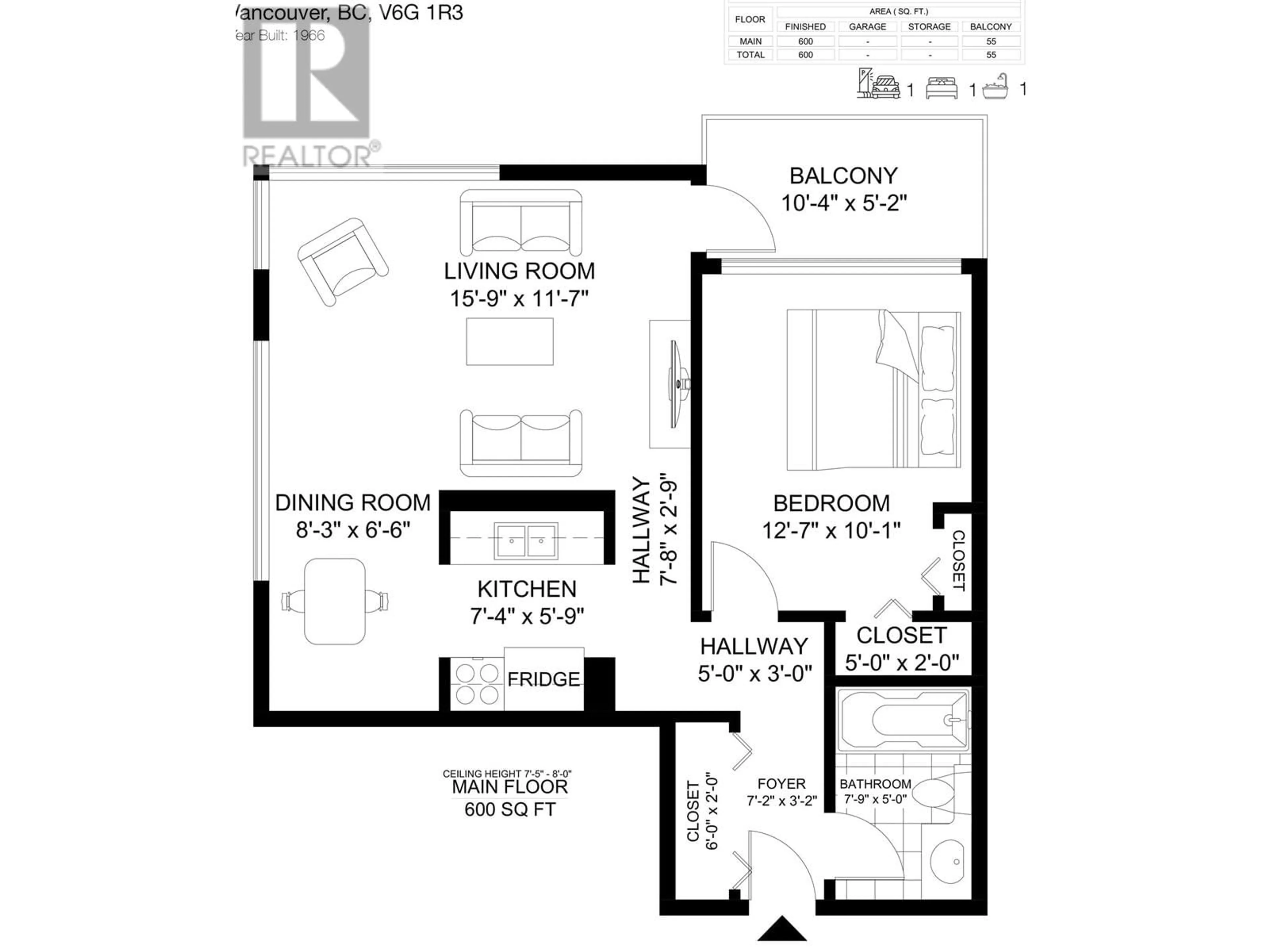 Floor plan for 502 - 1850 COMOX STREET, Vancouver British Columbia V6G1R3