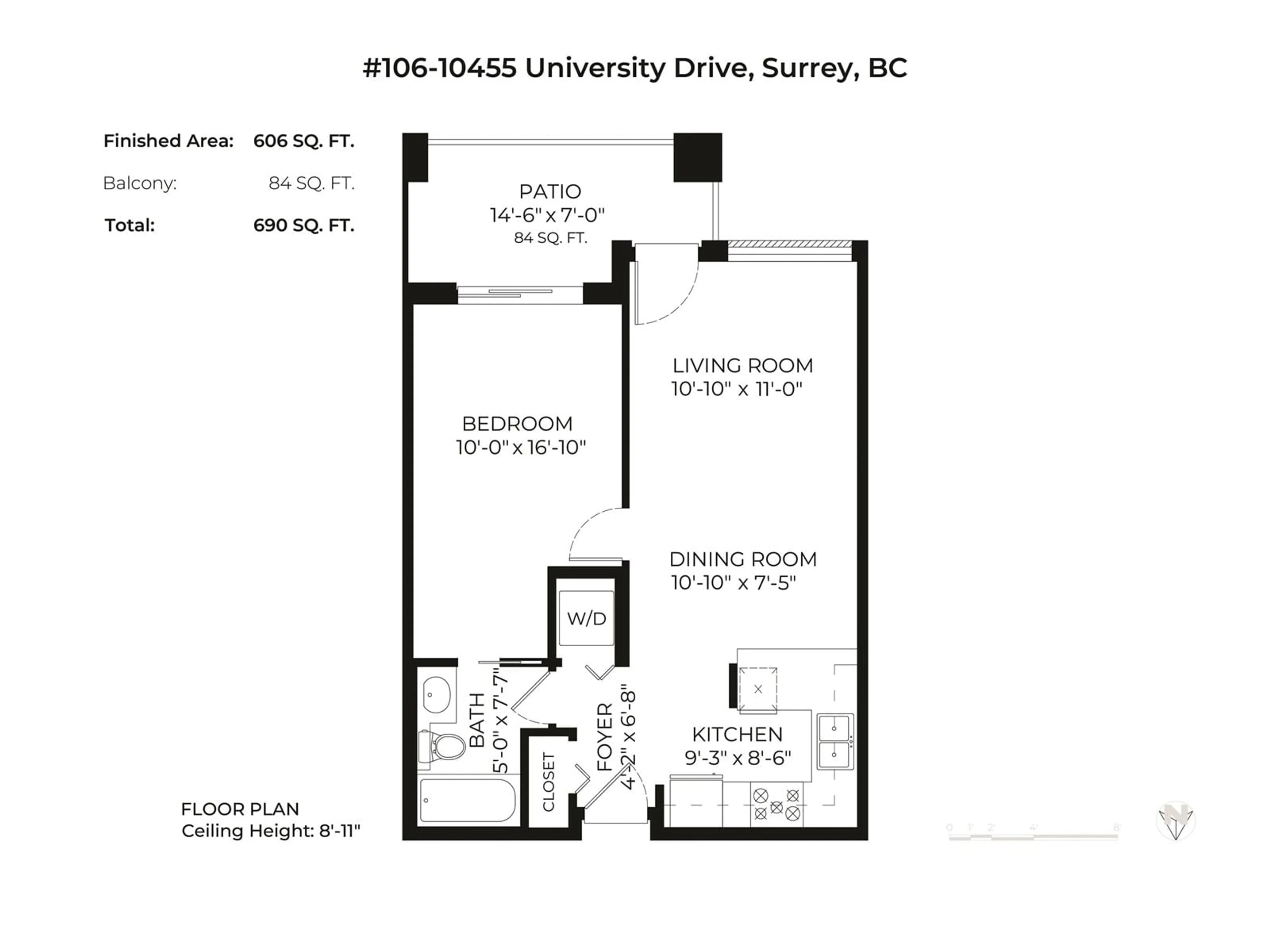 Floor plan for 106 10455 UNIVERSITY DRIVE, Surrey British Columbia V3T0A5