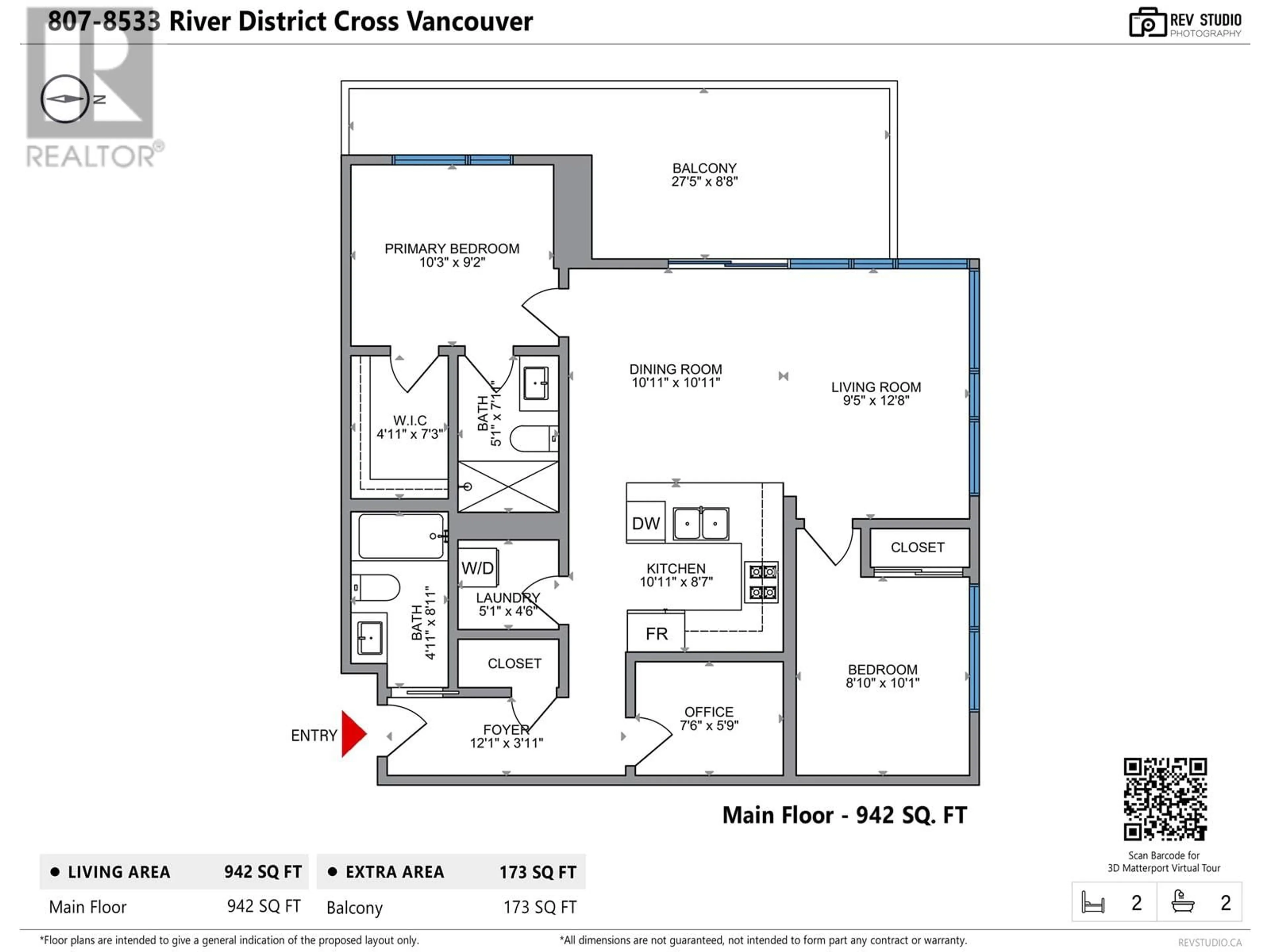 Floor plan for 807 8533 RIVER DISTRICT CROSSING, Vancouver British Columbia V5S0H2