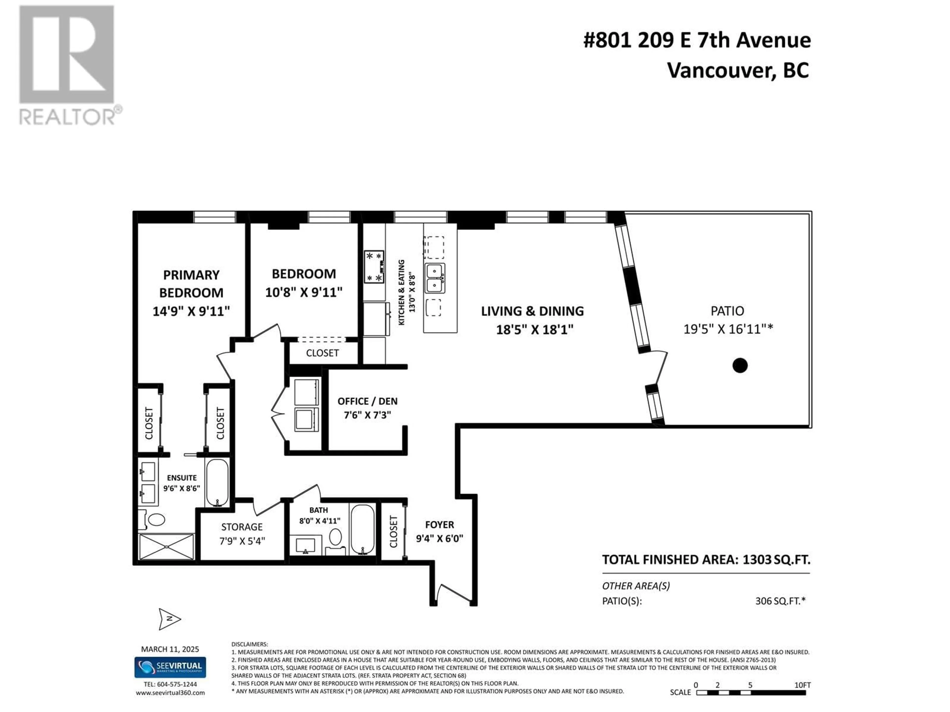 Floor plan for 801 - 209 7TH AVENUE, Vancouver British Columbia V5T0H3