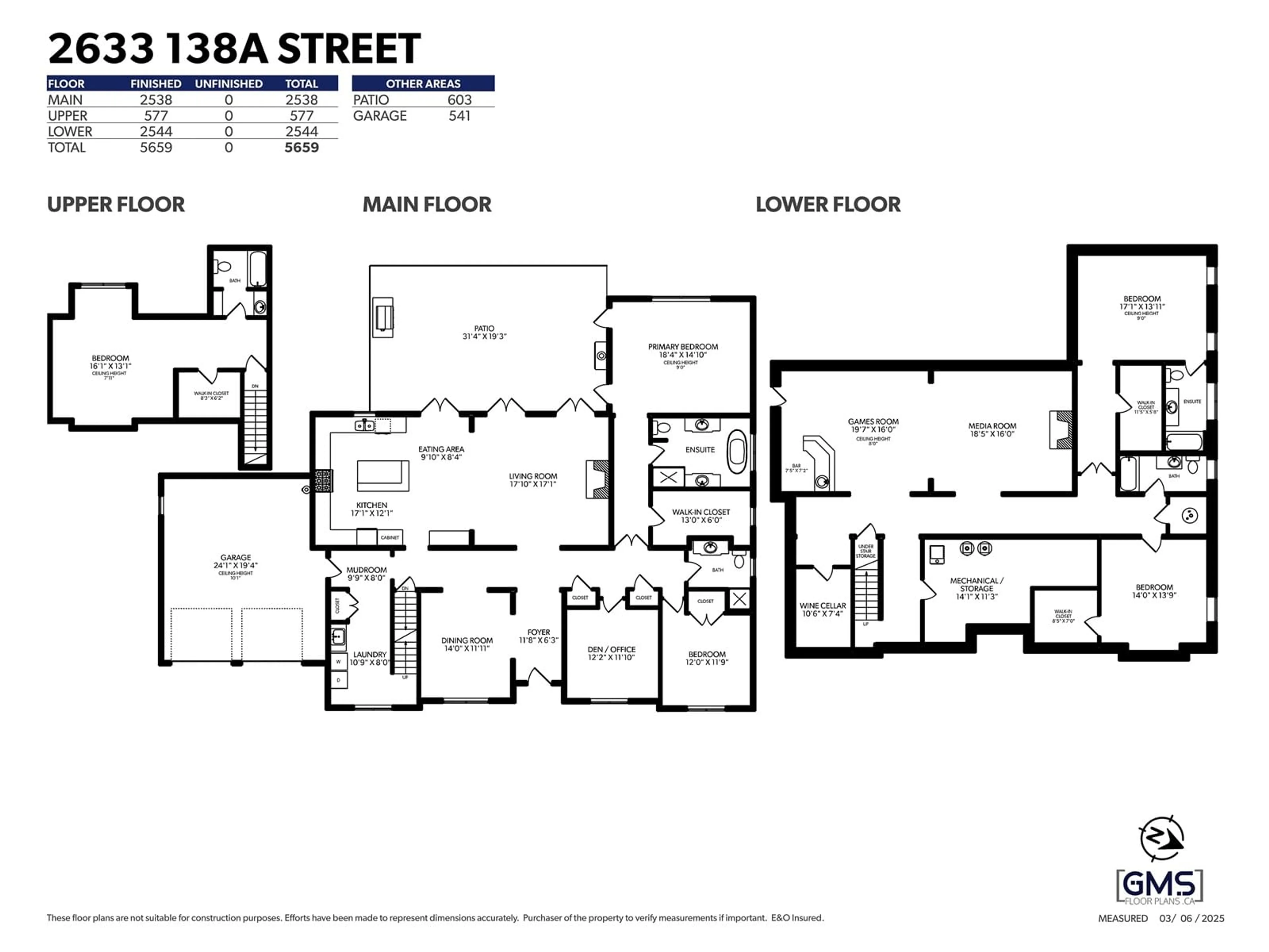 Floor plan for 2633 138A STREET, Surrey British Columbia V4P3K5