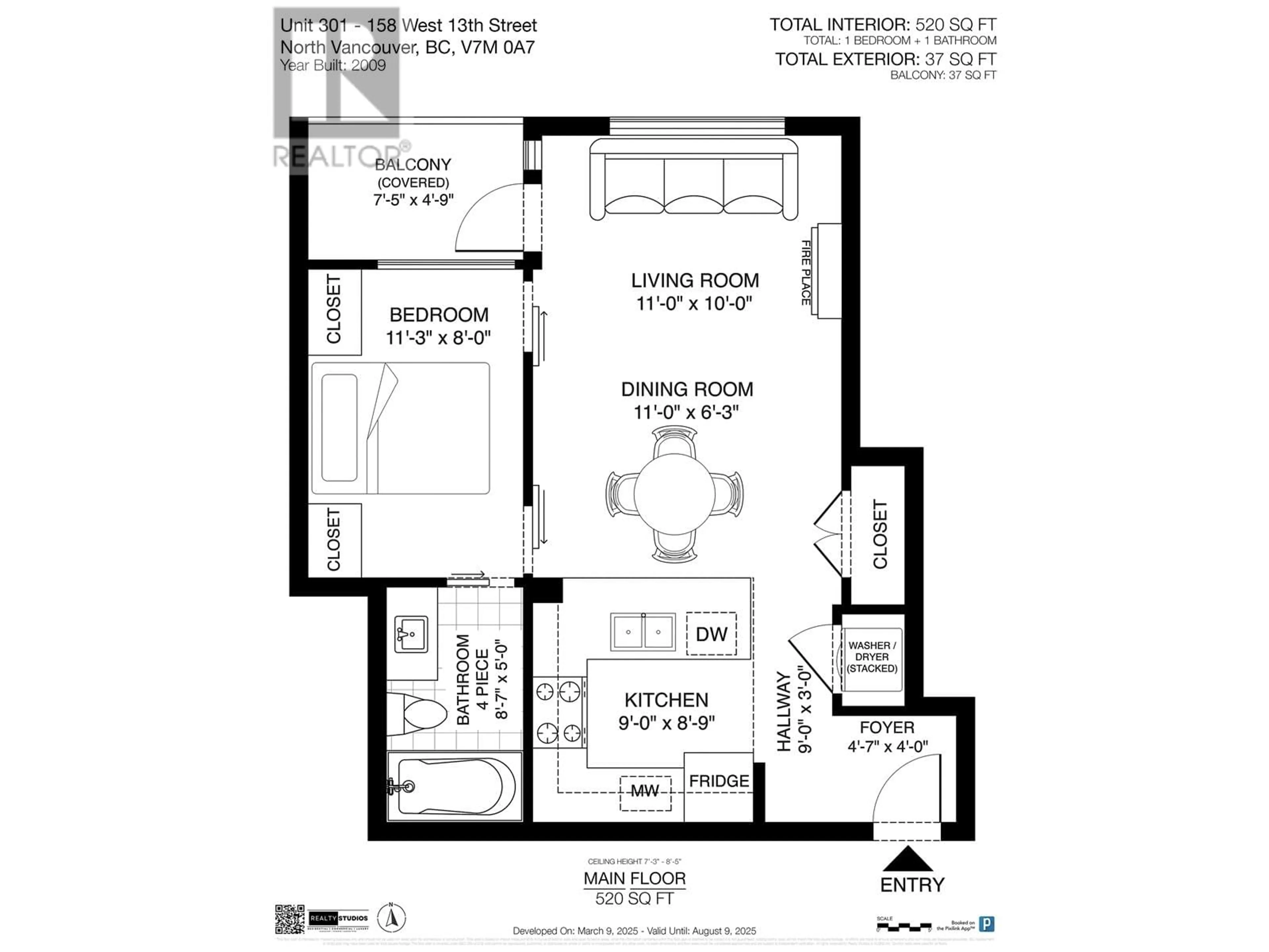 Floor plan for 301 158 WEST 13TH STREET, North Vancouver British Columbia V7M0A7