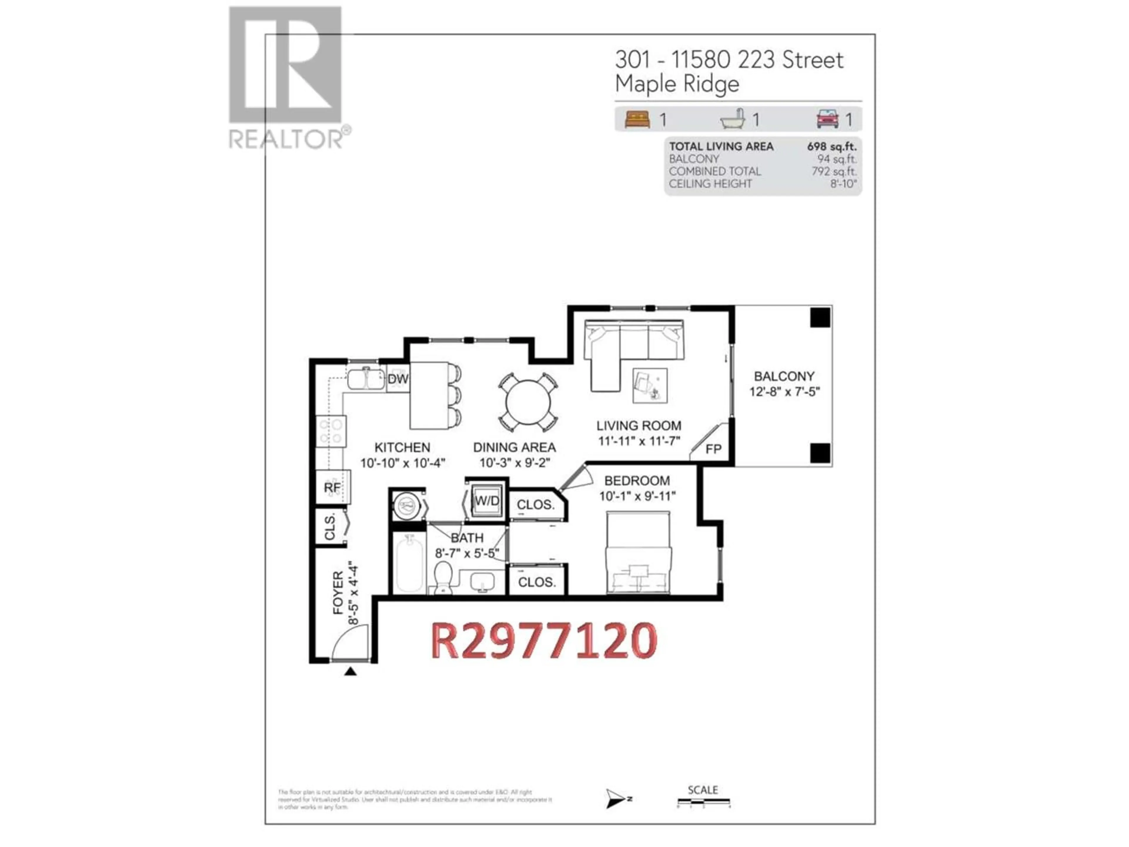 Floor plan for 301 11580 223 STREET, Maple Ridge British Columbia V2X9H1